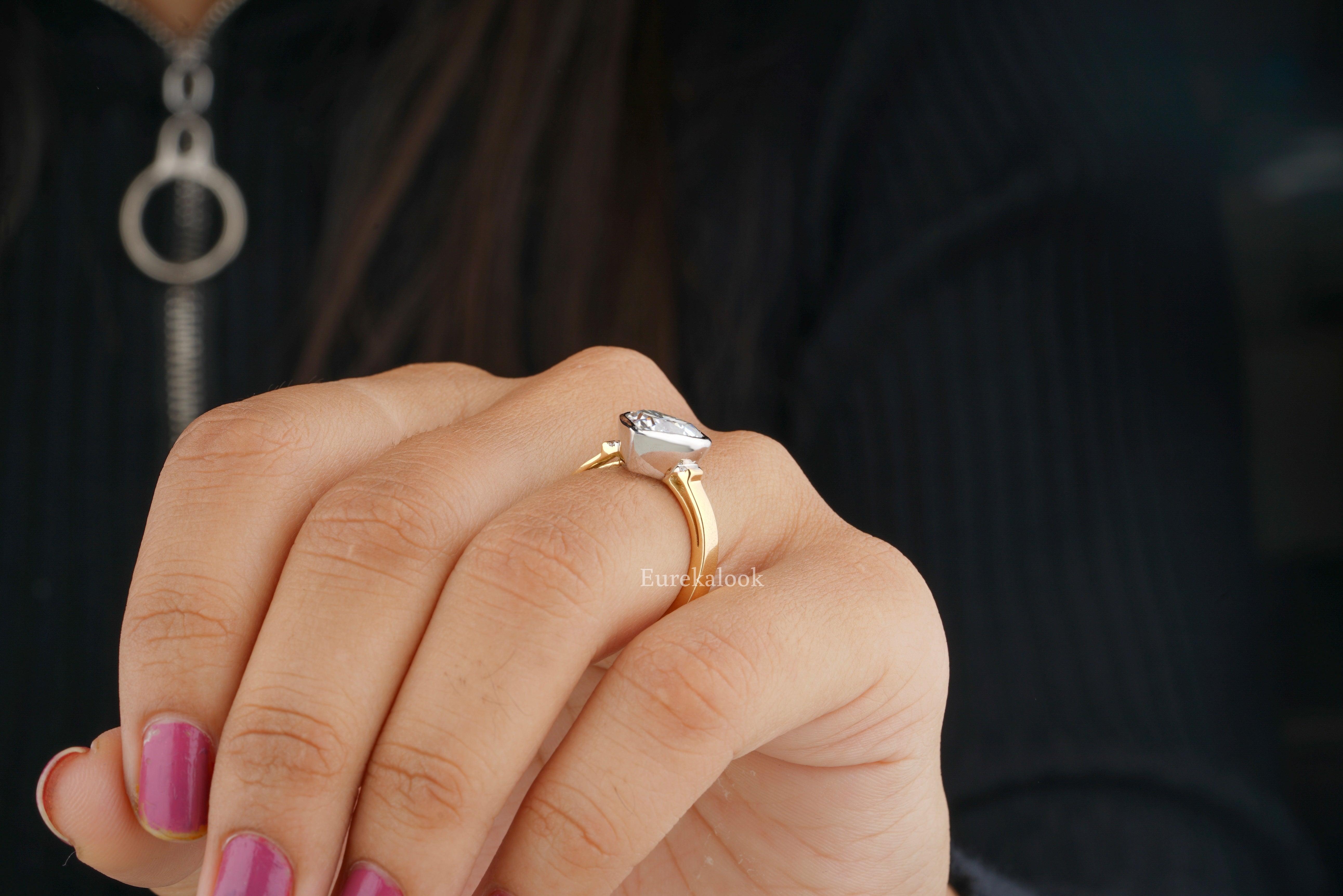 Unique Two Tone Heart Shaped Moissanite Engagement Ring - Eurekalook