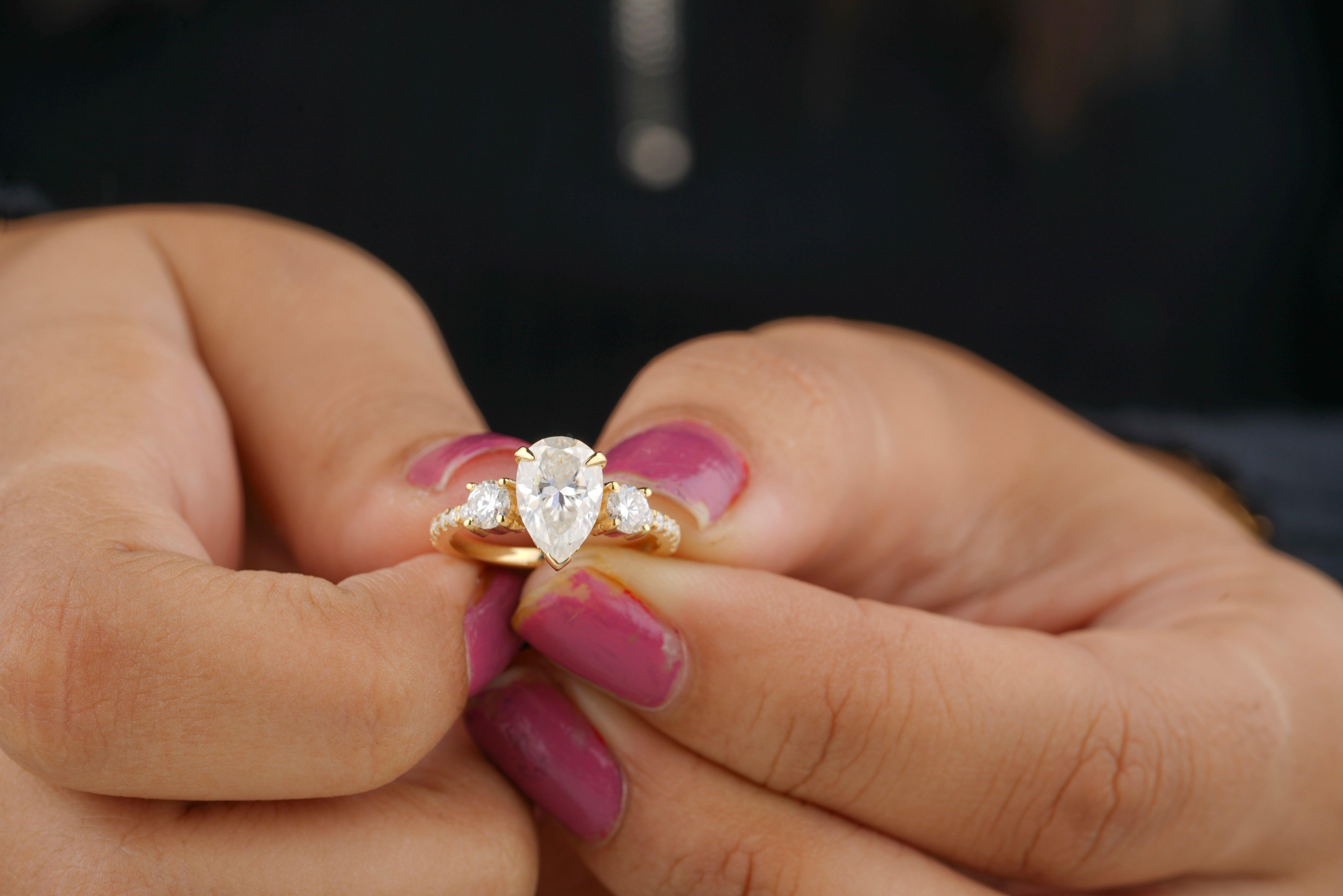 Antique Pear Cut Moissanite Diamond Engagement Ring - Eurekalook