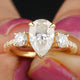 Antique Pear Cut Moissanite Diamond Engagement Ring