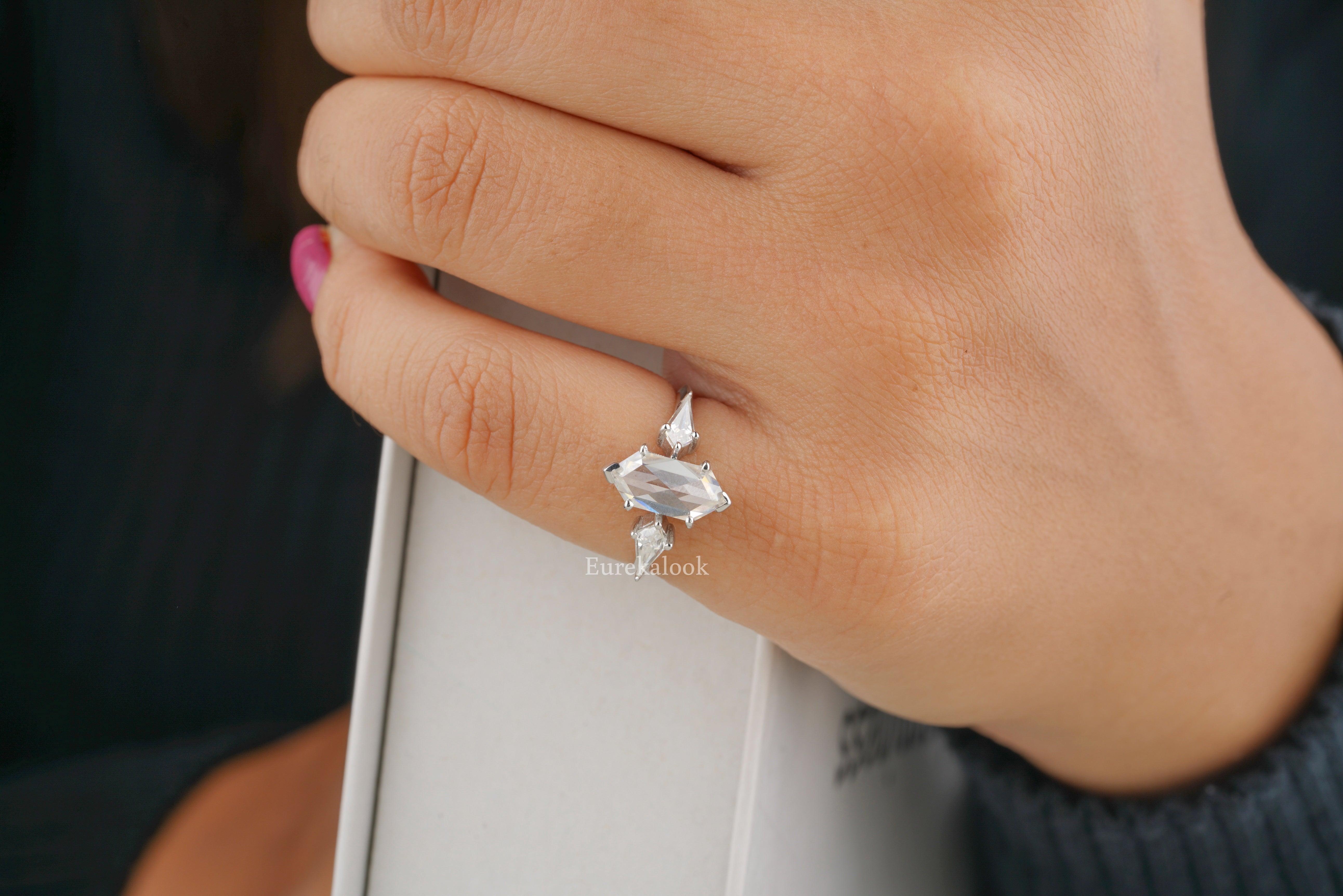 Classic Elongated Hexagon Cut Diamond Solitaire Engagement Ring - Eurekalook