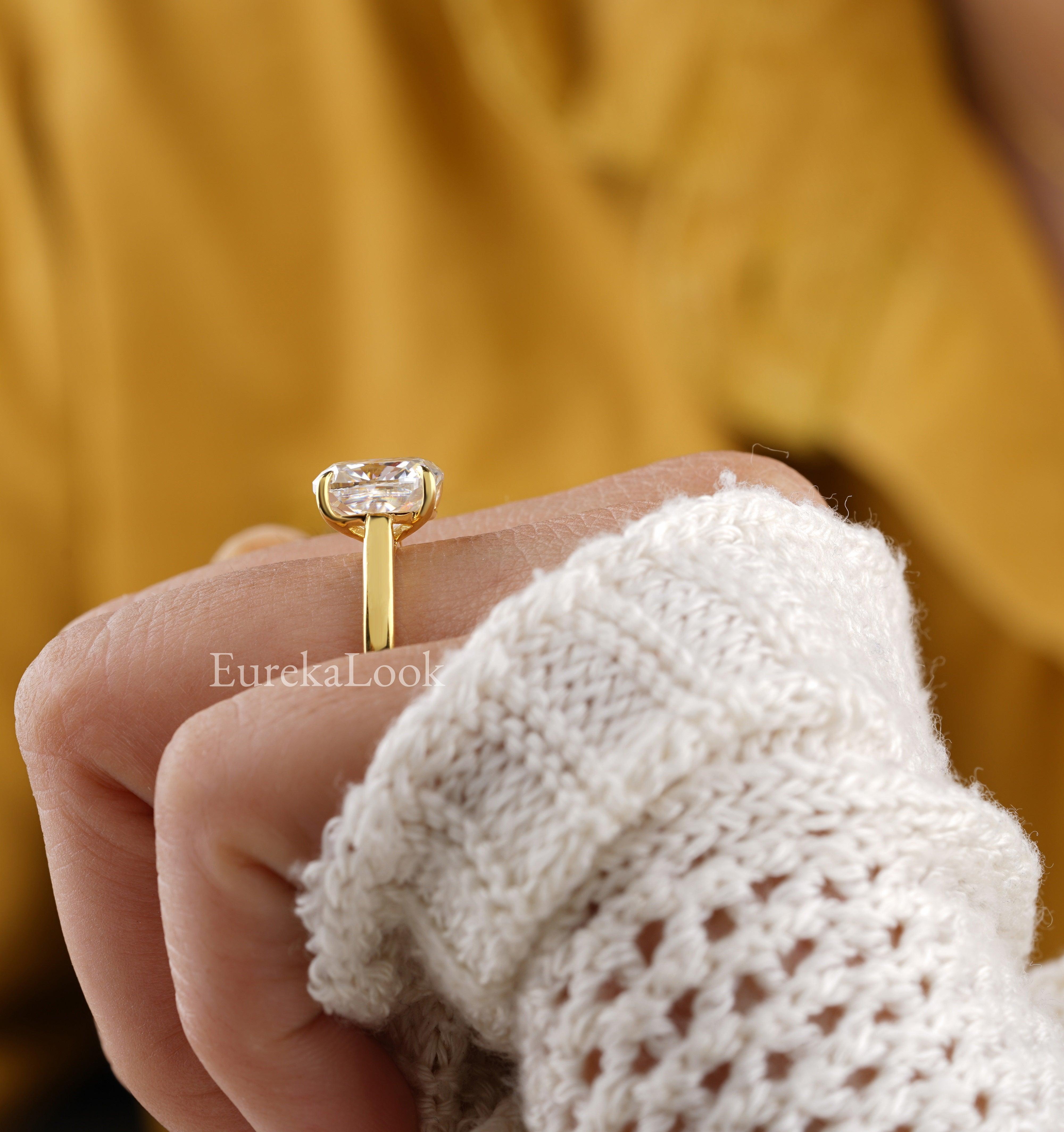 3.10CTW Elongated Cushion Cut Moissanite Engagement Ring - Eurekalook