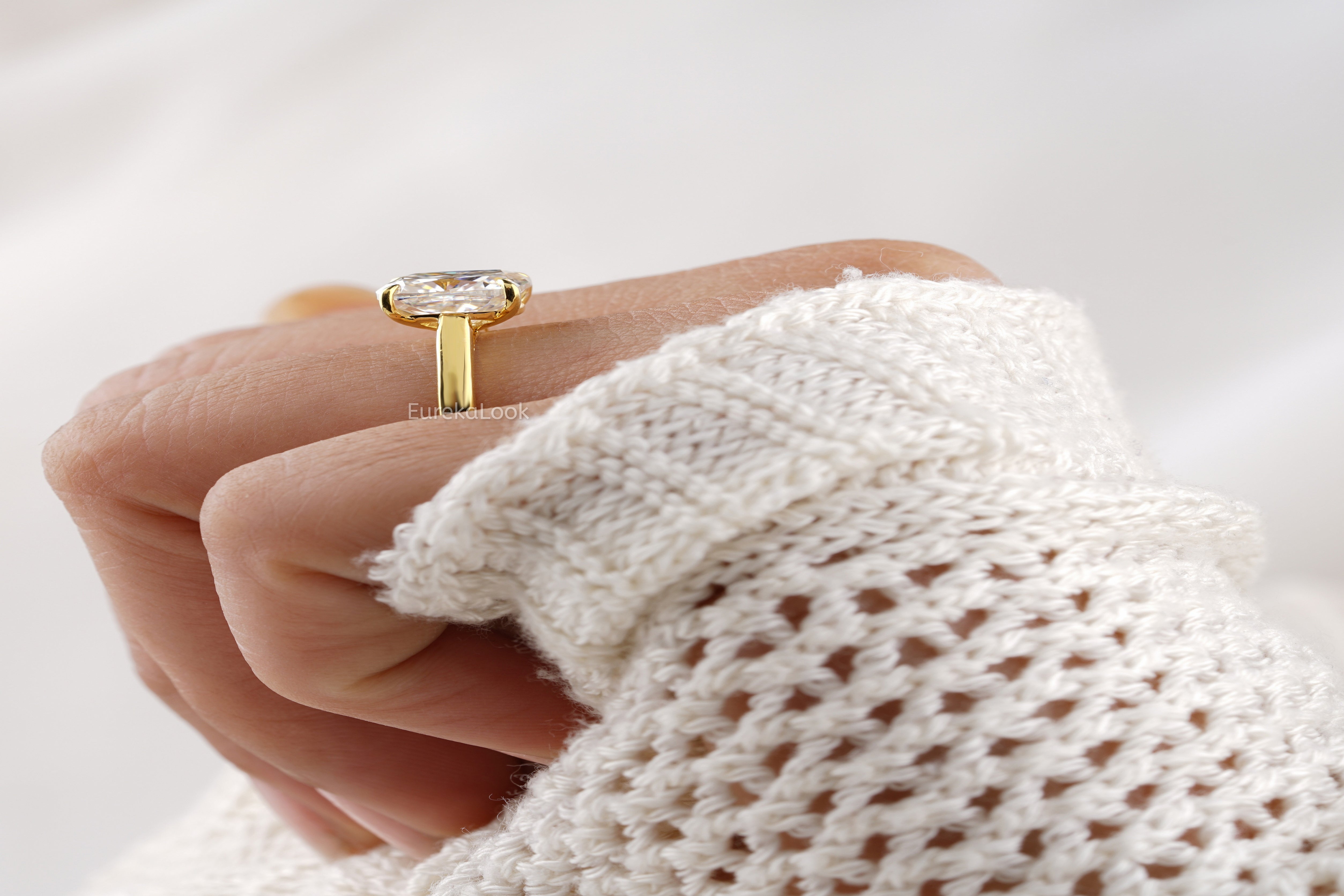 Yellow Gold Cushion Cut Solitaire Engagement Ring - Eurekalook
