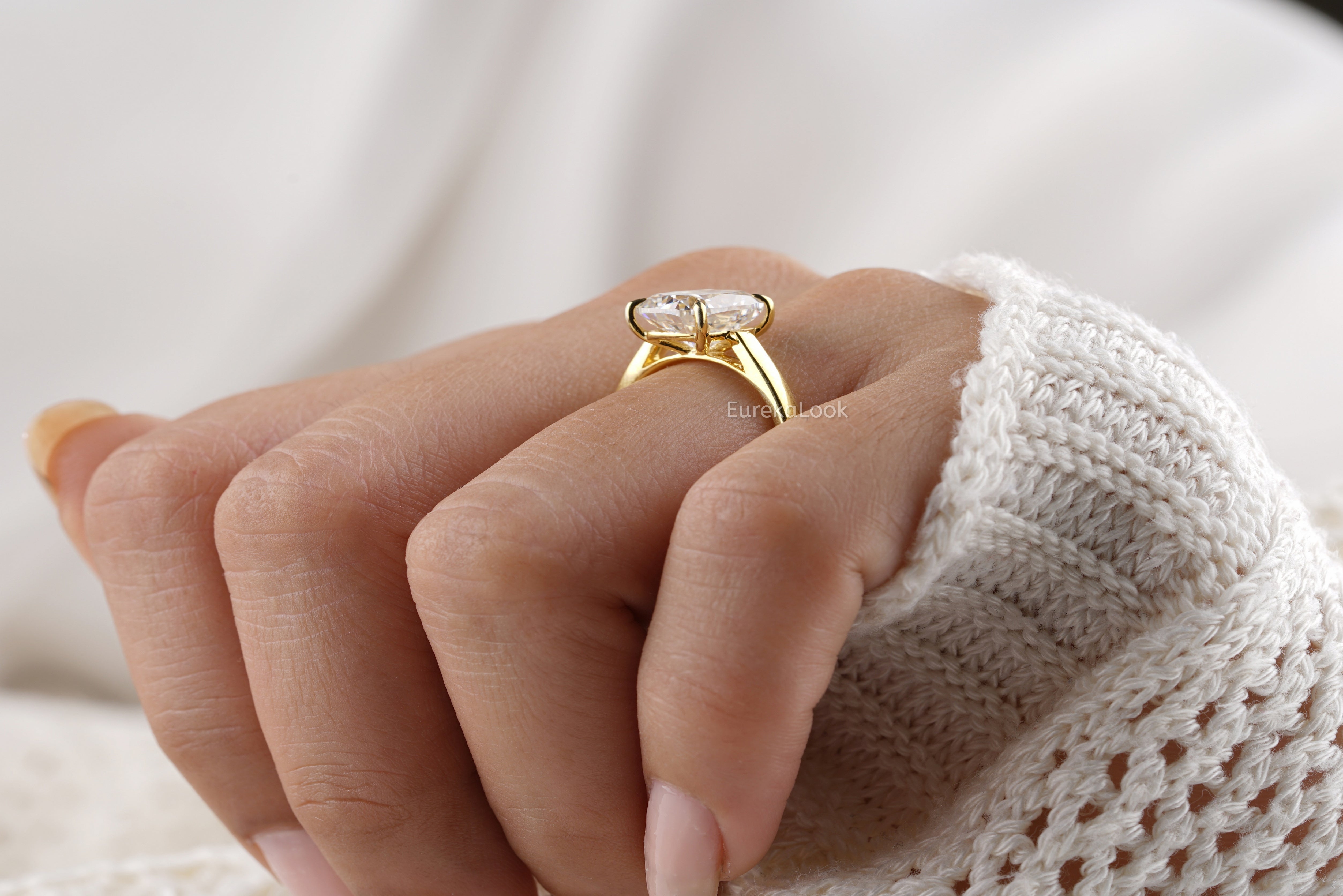 Yellow Gold Cushion Cut Solitaire Engagement Ring - Eurekalook