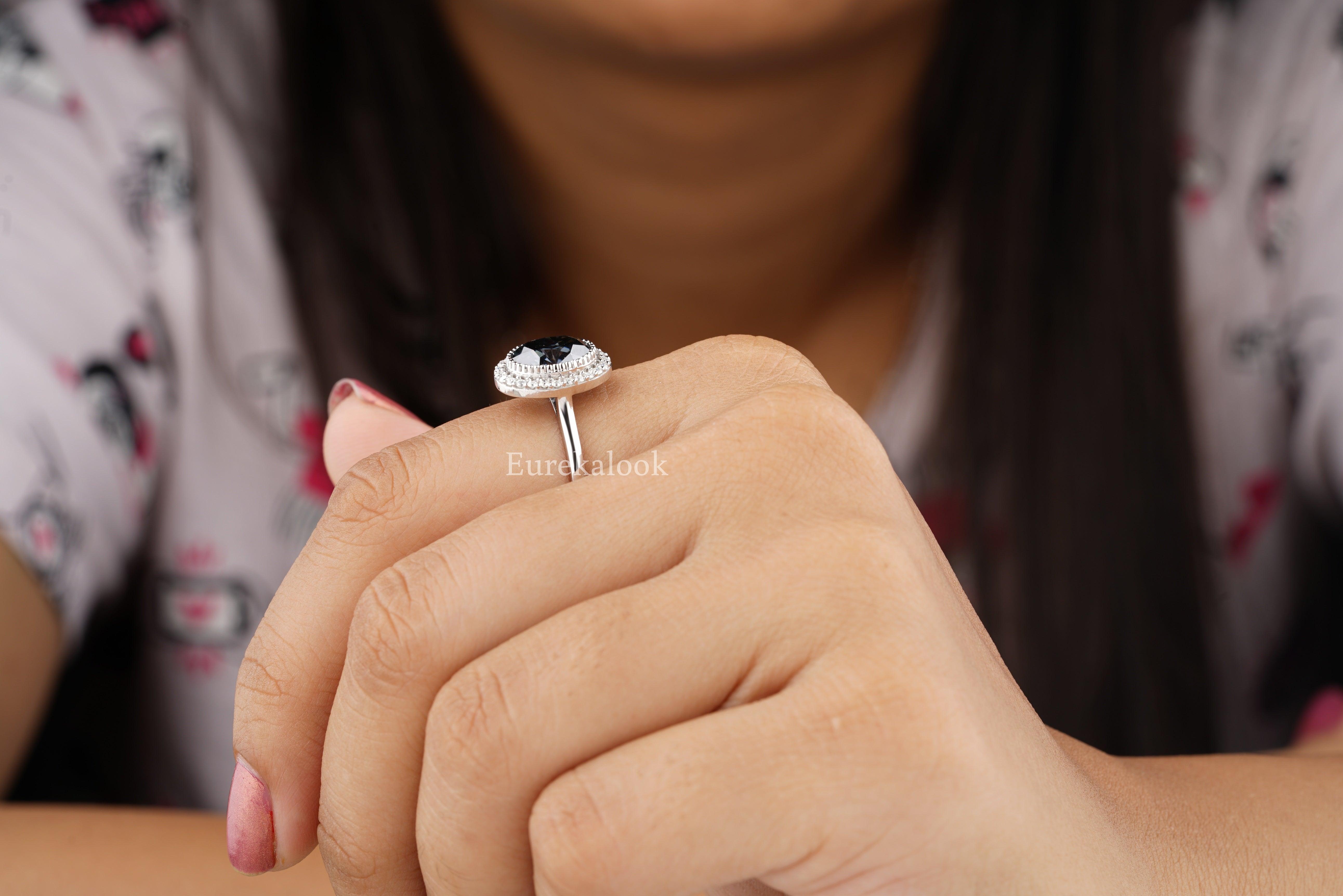 Salt and Pepper Oval Cut Diamond Wedding Ring - Eurekalook