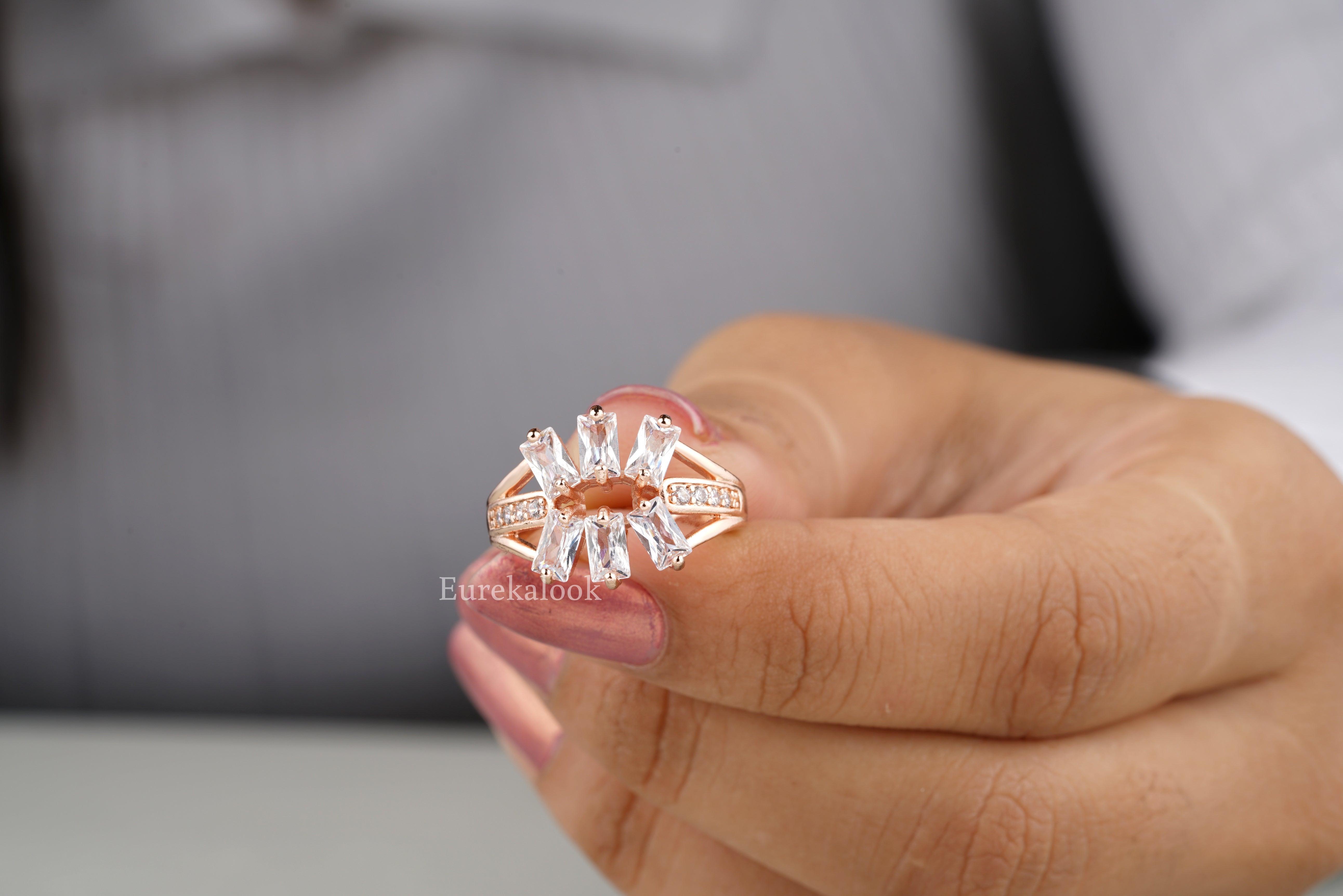 Antique Baguette-Cut Moissanite Diamond Cluster Ring - Eurekalook