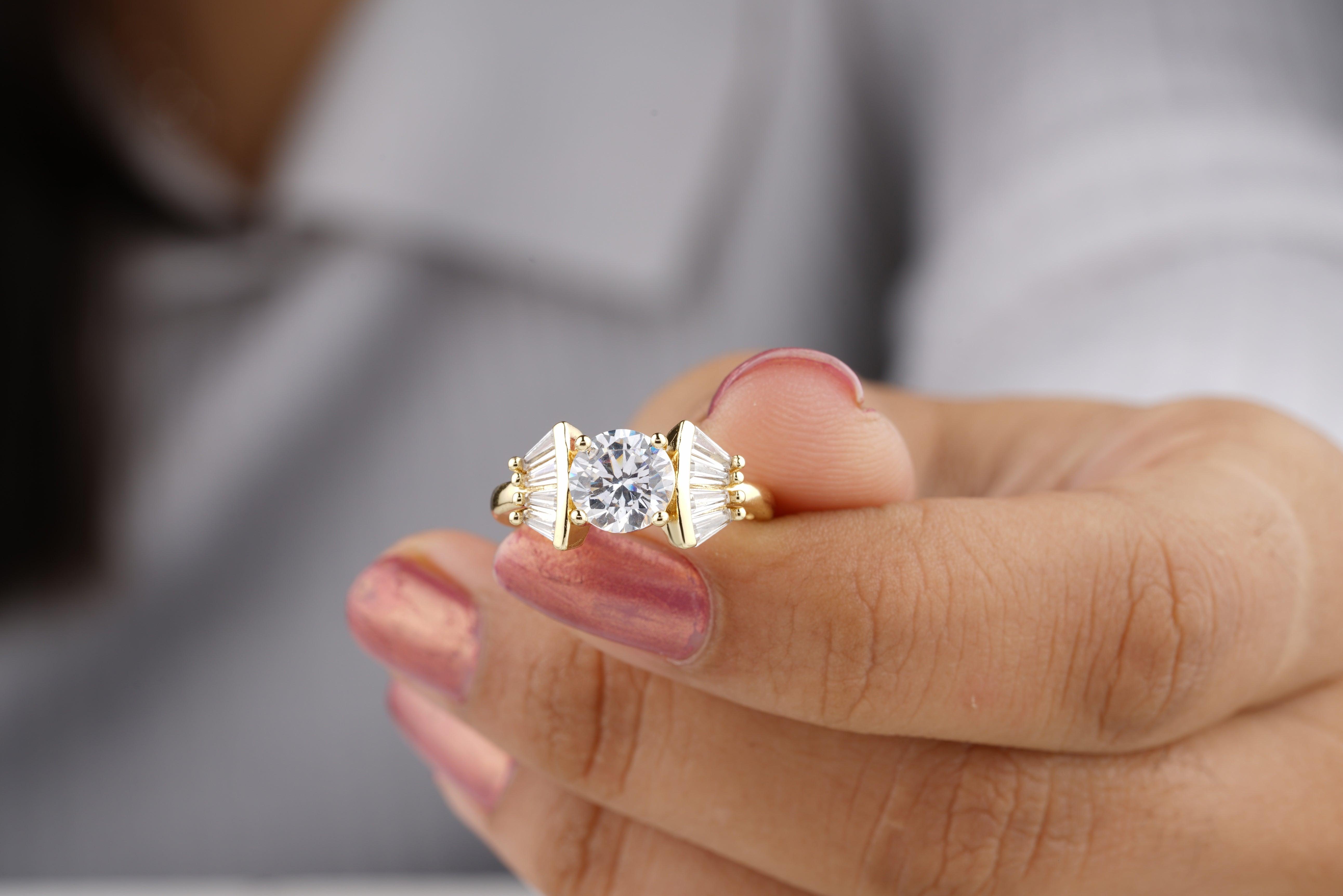 1.45ct. Princess cut Natural Diamond Natural Pave Cathedral Diamond  Engagement Ring (GIA Certified) | Diamond Mansion