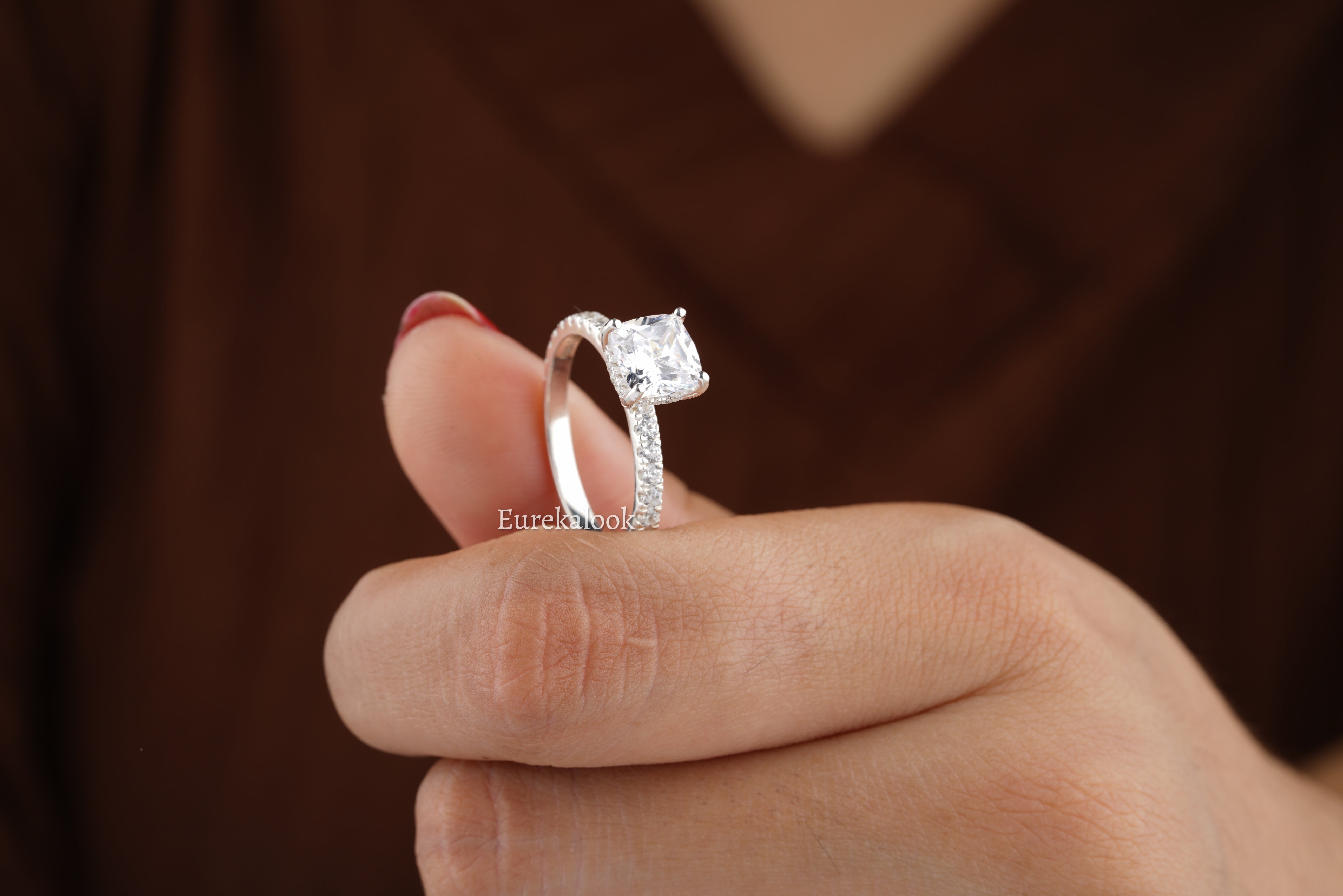 Forever One Moissanite Cushion Cut Engagement Ring - Eurekalook