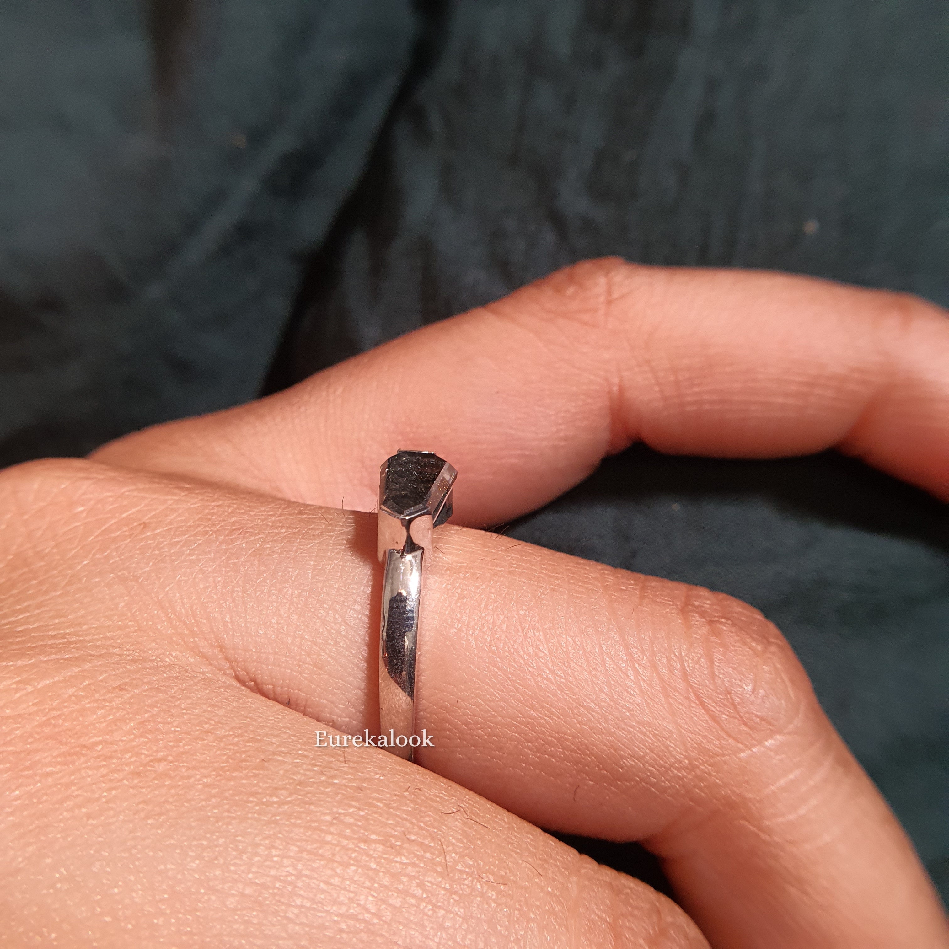 Antique East West Salt and Pepper Diamond Engagement Ring - Eurekalook