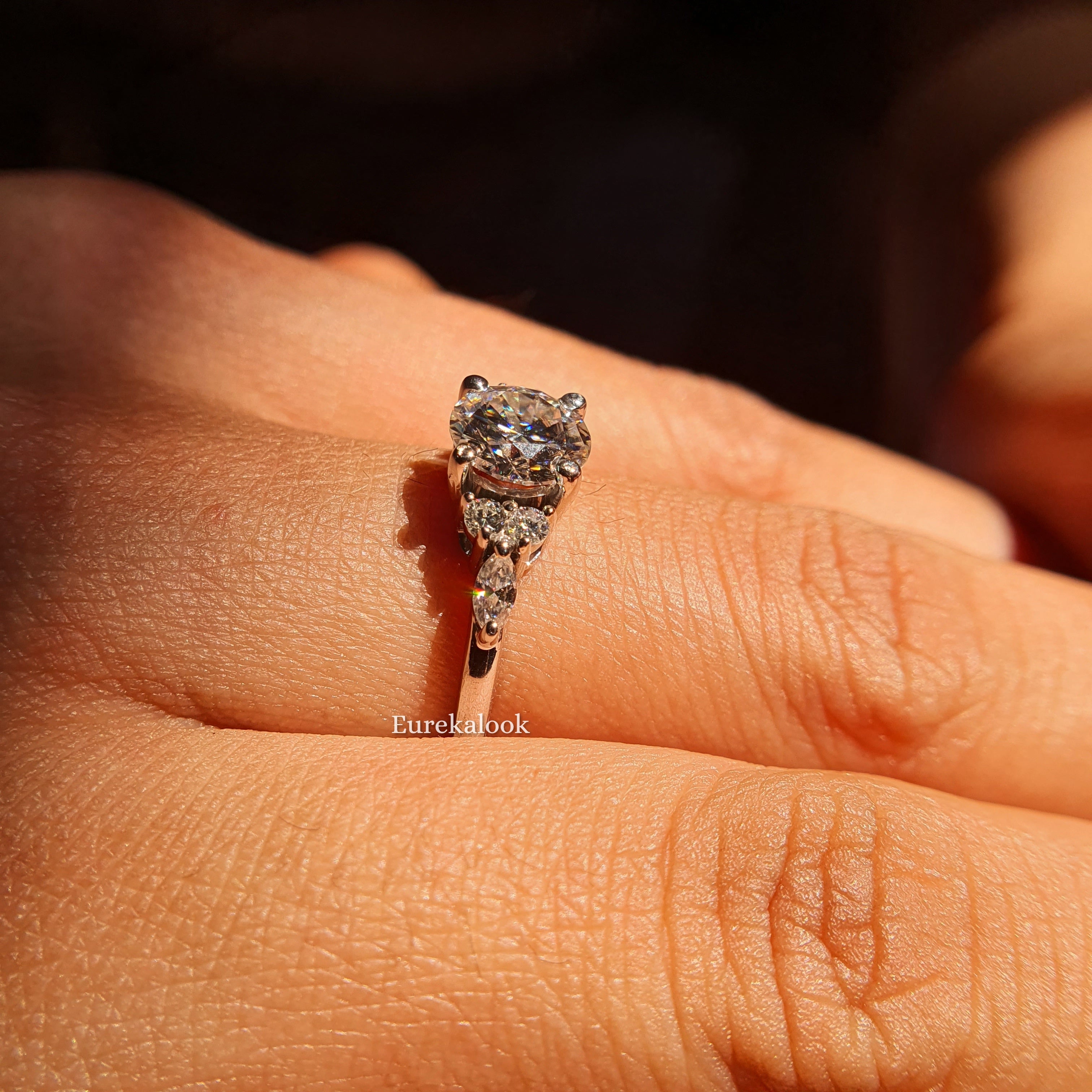 Antique Round Cut Moissanite Cluster Wedding Ring - Eurekalook