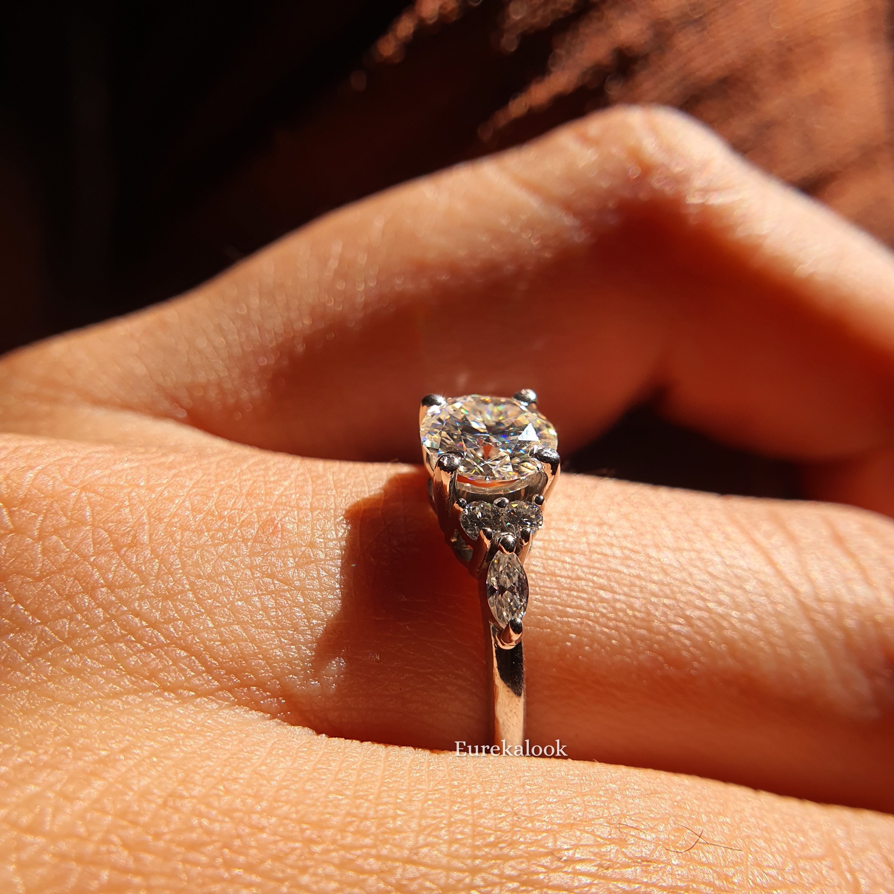 Antique Round Cut Moissanite Cluster Wedding Ring - Eurekalook
