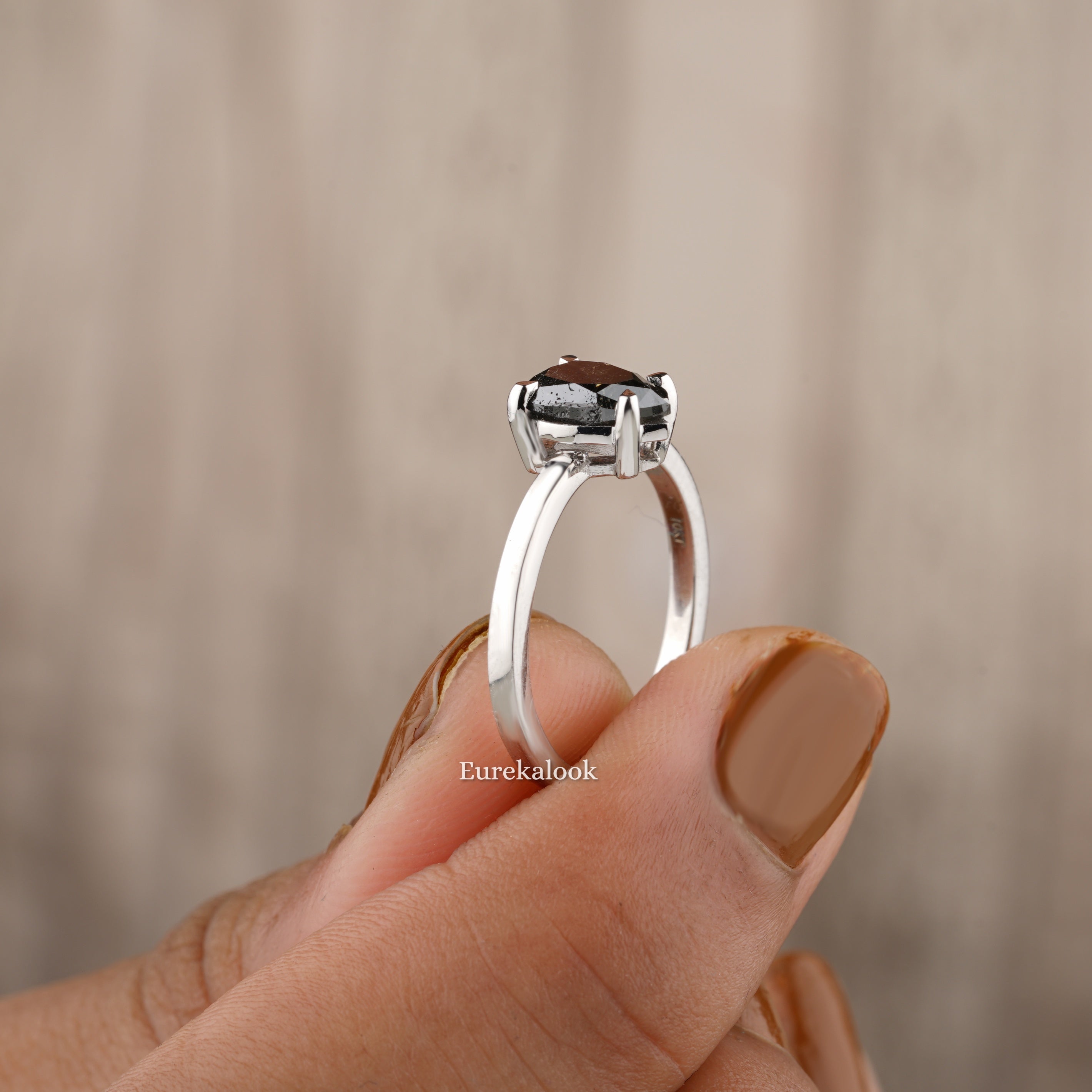Pear Cut Salt and Pepper Diamond Wedding Ring - Eurekalook