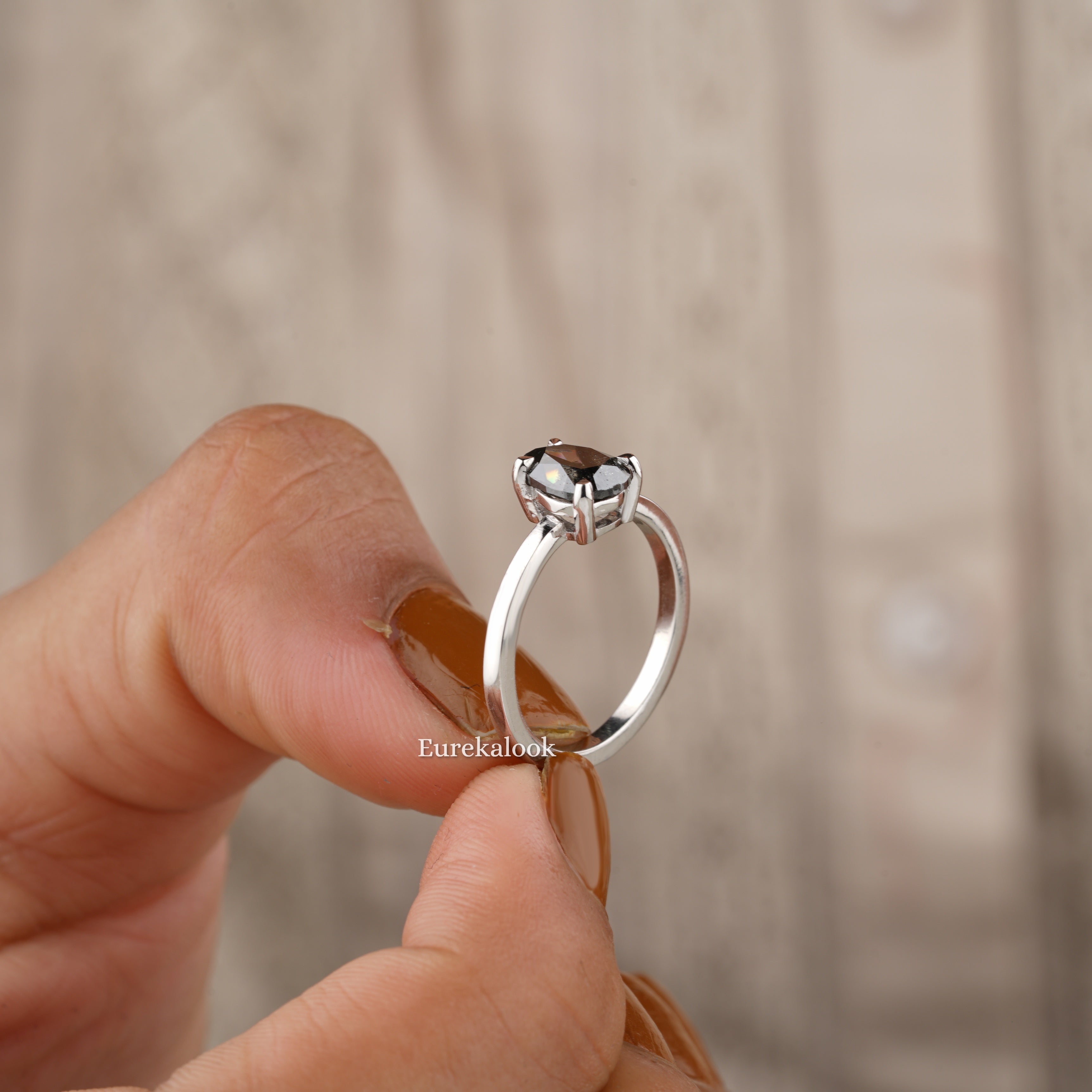 Pear Cut Salt and Pepper Diamond Wedding Ring - Eurekalook