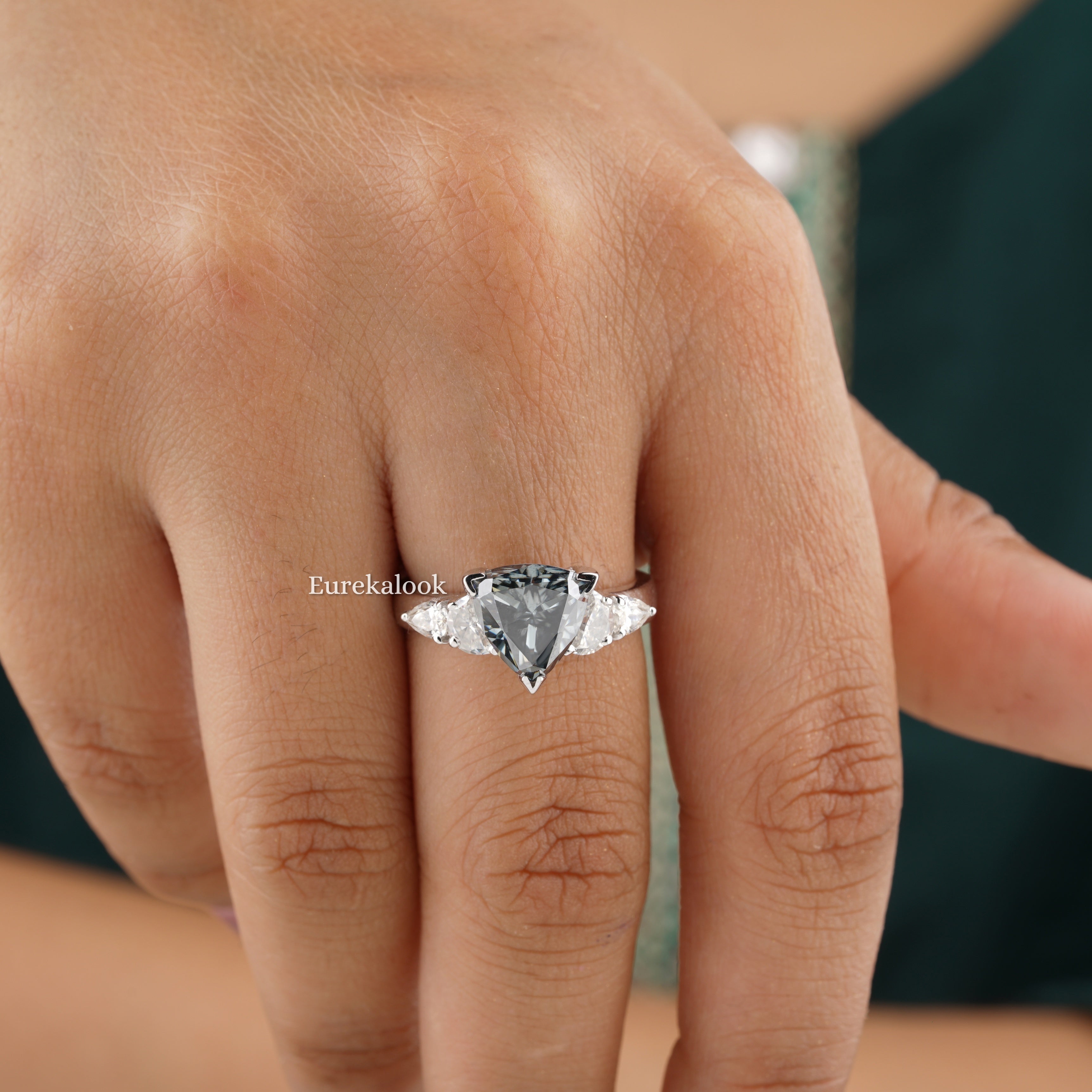 Dark gray moissanite ring sale