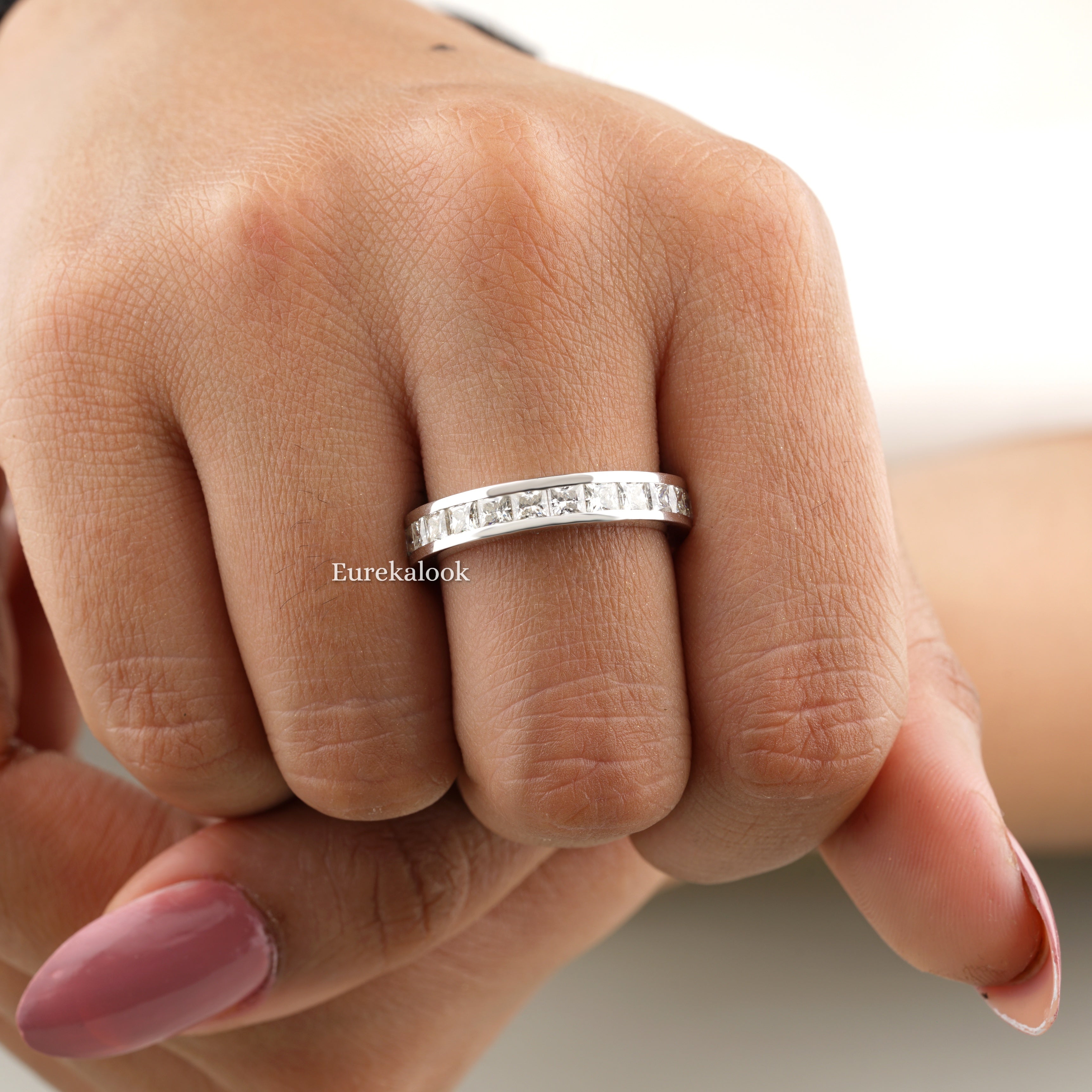 Princess Cut Moissanite Channel Set Wedding Band – Eurekalook