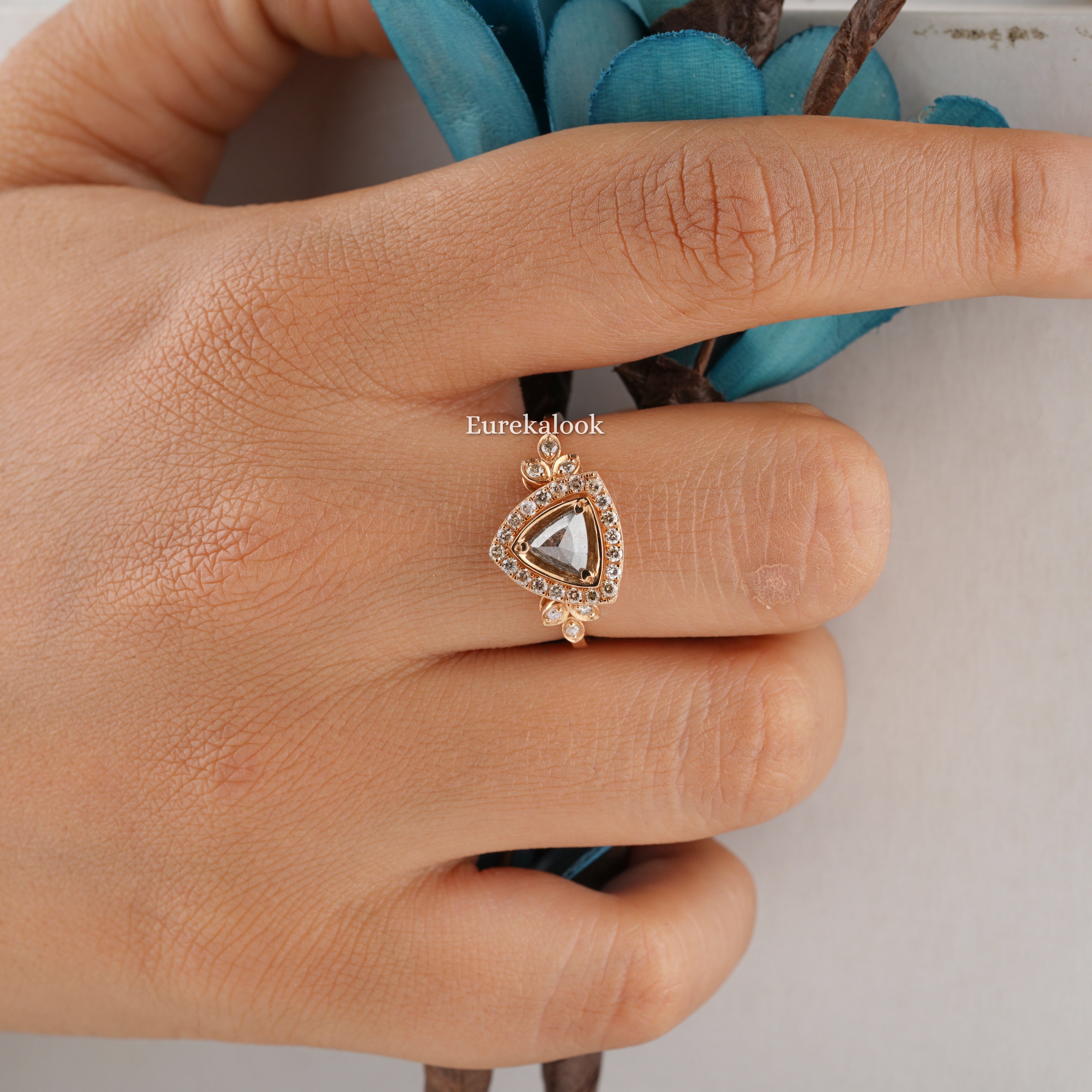 Triangle Cut Rings Unique Triangle Cut Salt And Pepper Diamond Engagement Ring – Eurekalook