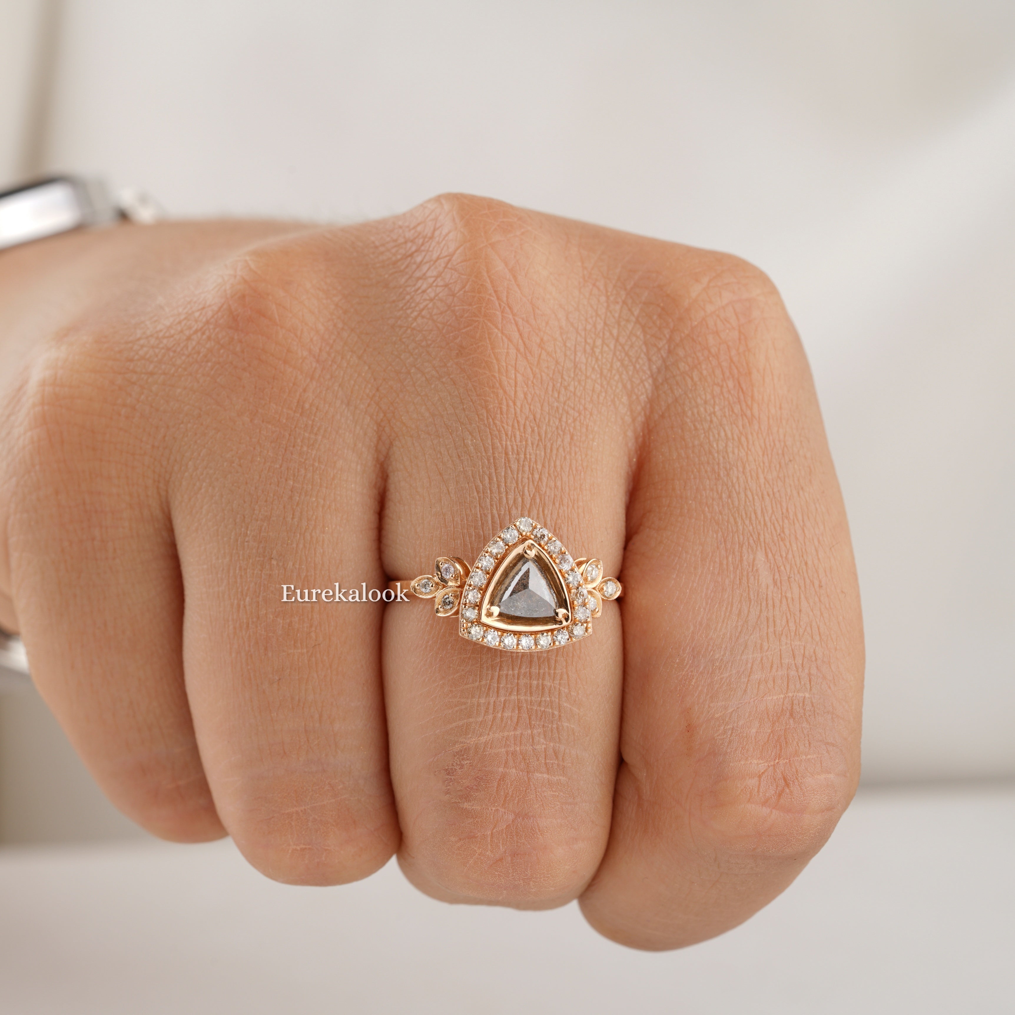 Triangle Cut Rings Unique Triangle Cut Salt And Pepper Diamond Engagement Ring – Eurekalook