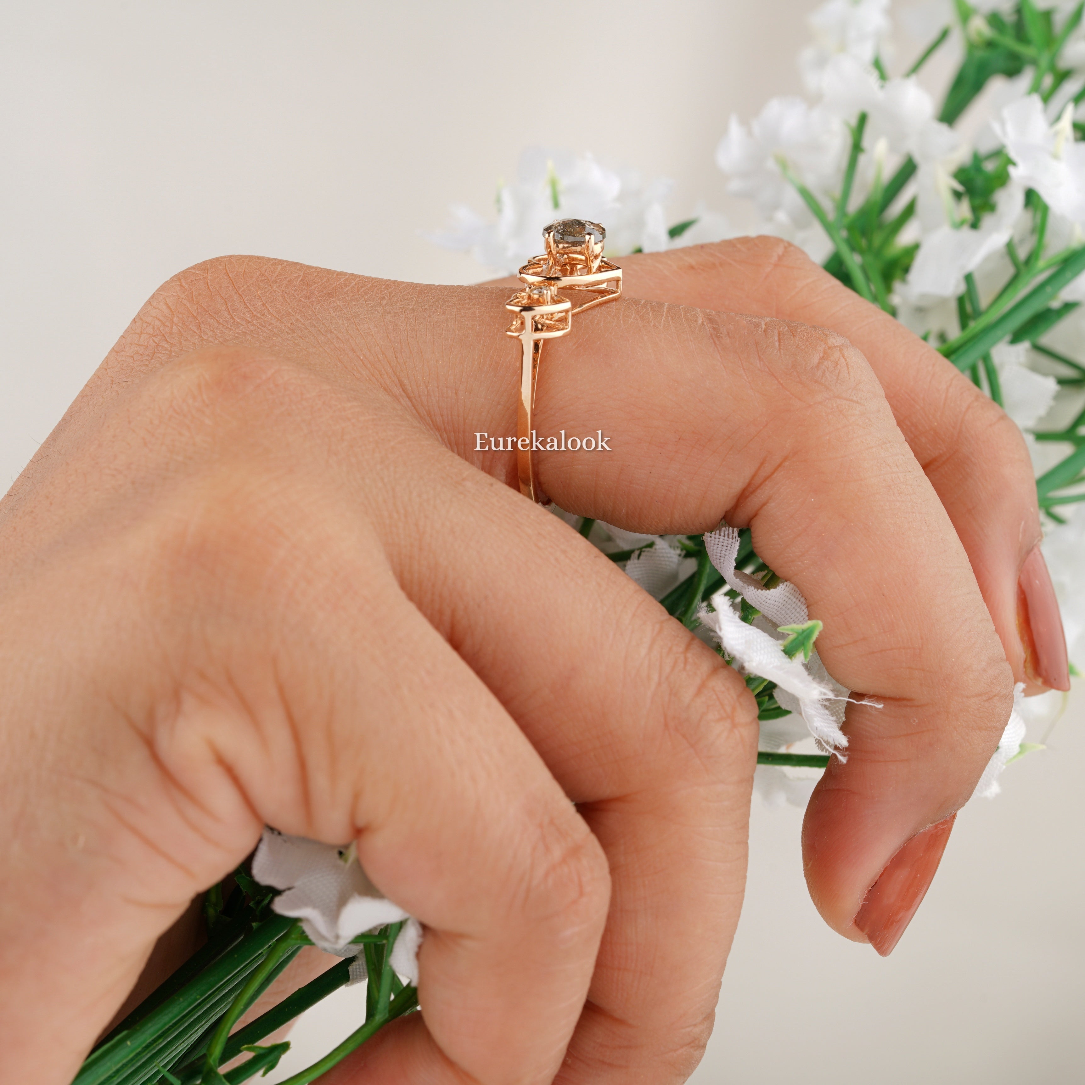 Unique Oval Cut Salt And Pepper Diamond Engagement Ring - Eurekalook