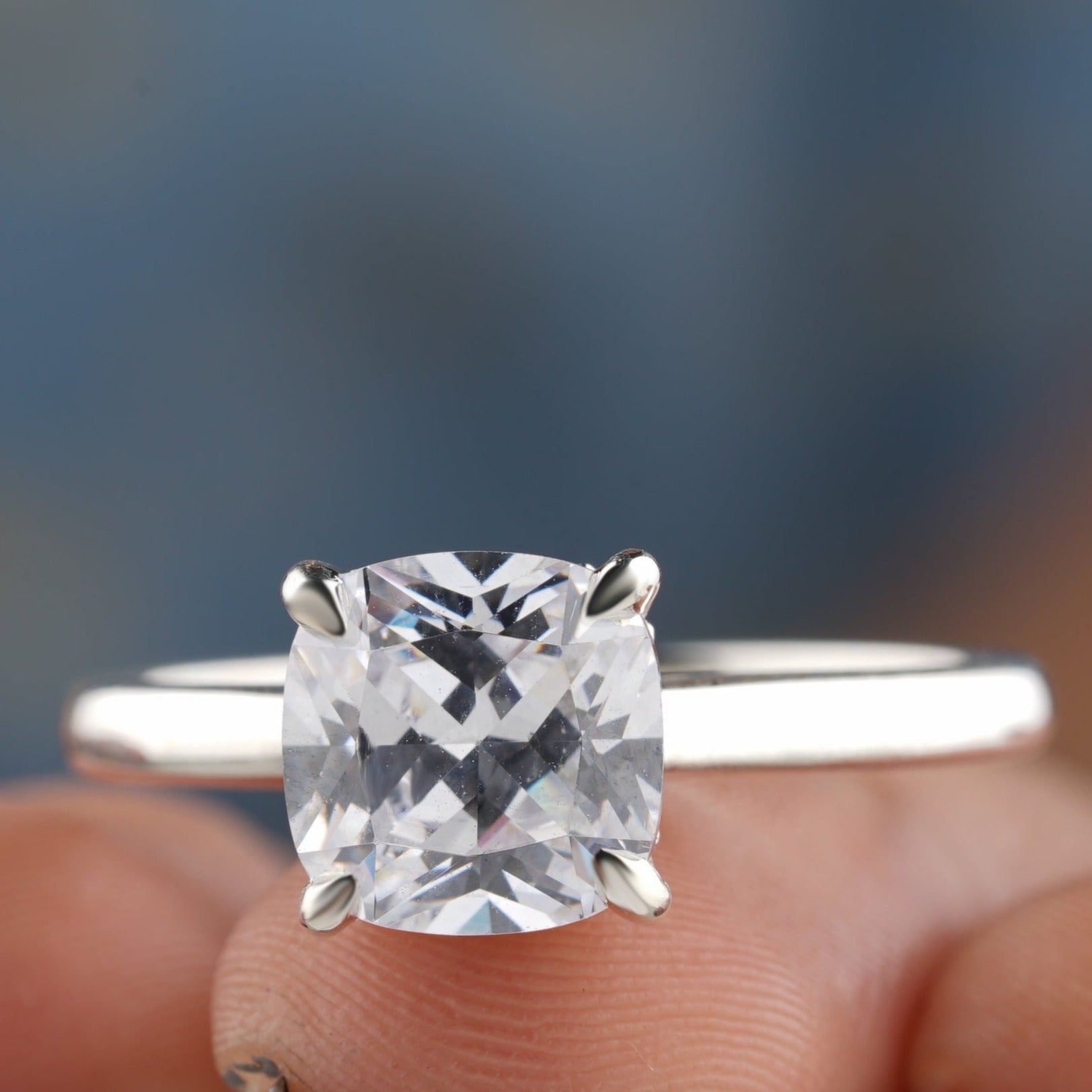 Cushion Cut Moissanite Solitaire Wedding Ring - Eurekalook