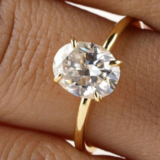 Yellow Gold 2CT Oval Cut Moissanite Wedding Ring - Eurekalook