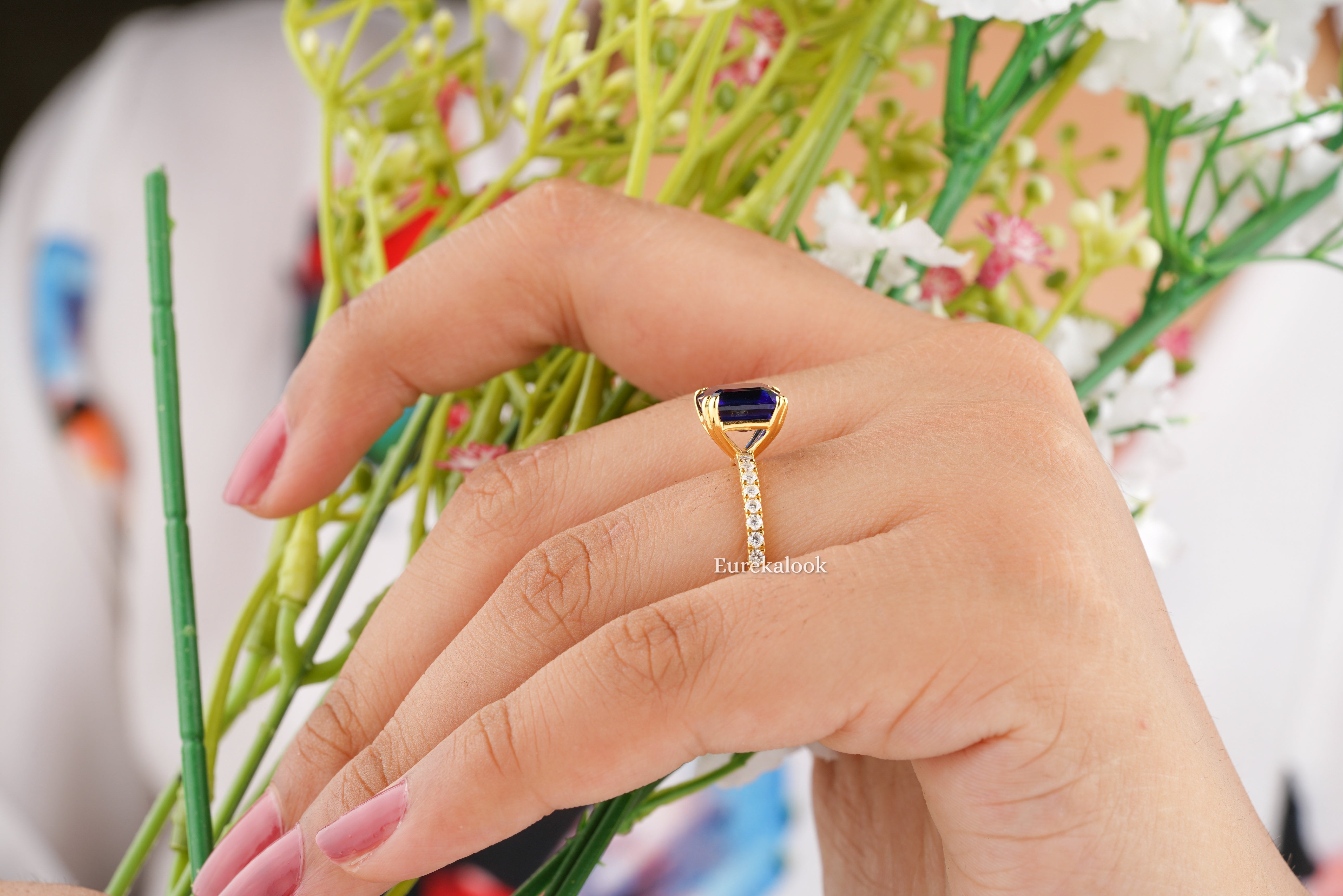 Unique Radiant Cut Blue Sapphire Engagement Ring - Eurekalook