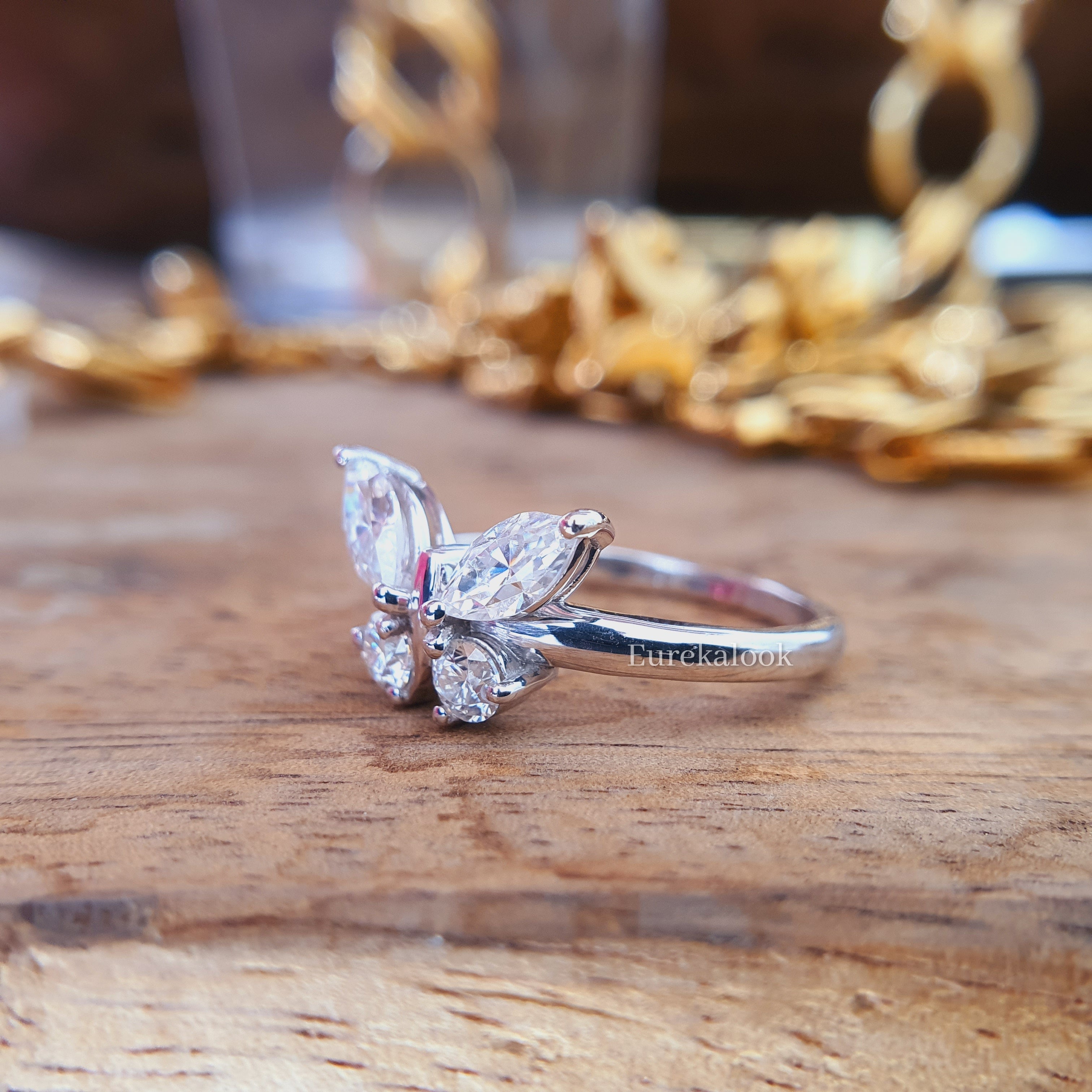 Edwardian 0.34 CTW Diamond 18 Karat White Gold Butterfly Engagement Ring |  Wilson's Estate Jewelry