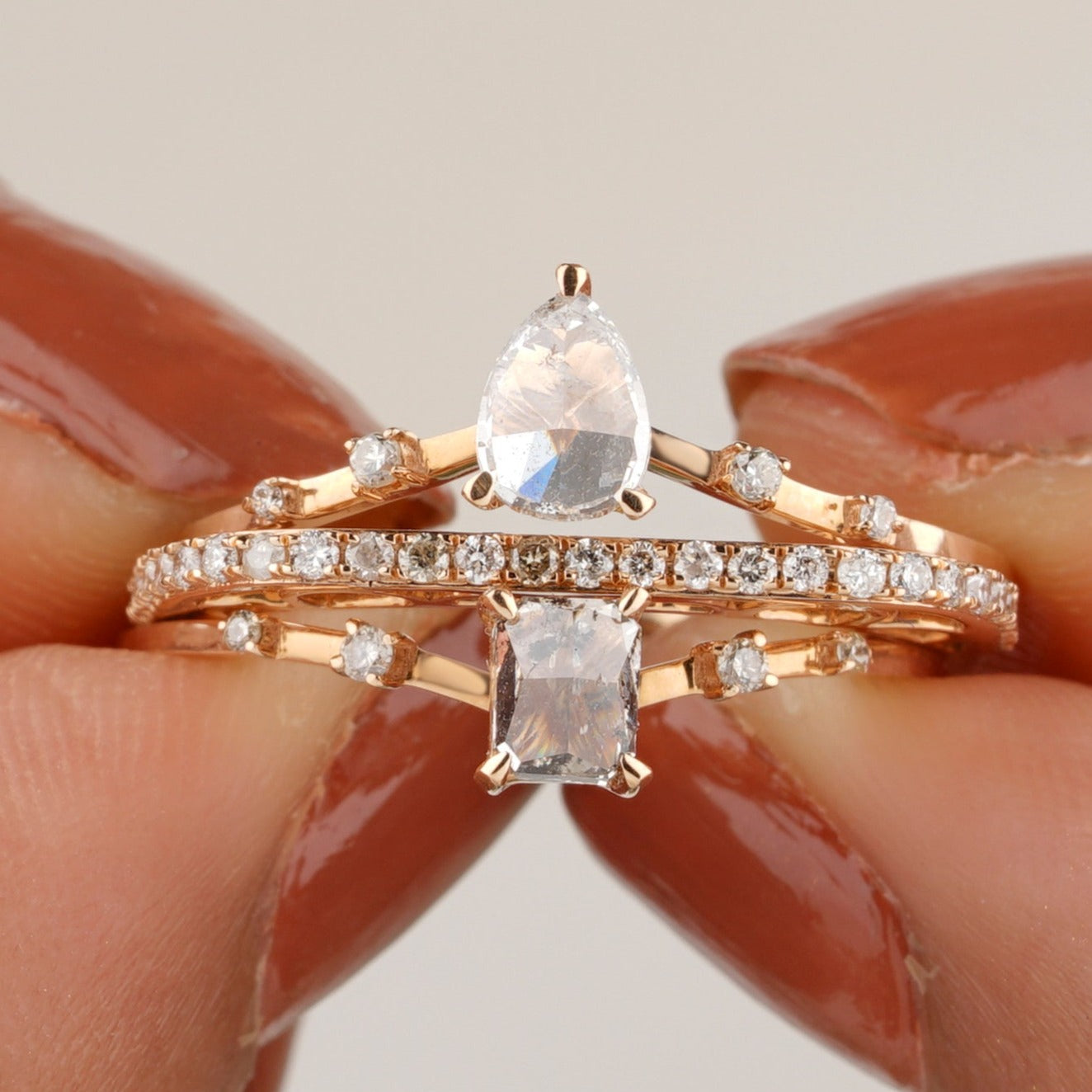 Salt and Pepper Diamond Wedding Ring Set - Eurekalook