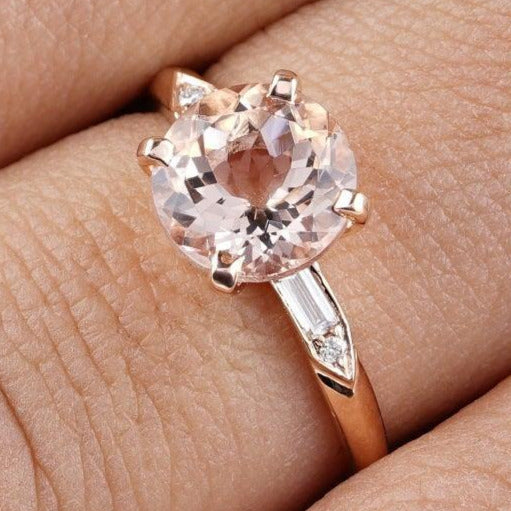 1.50CT Round Cut Morganite Solitaire Ring - Eurekalook