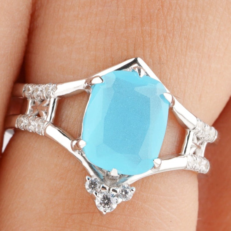 Antique Cushion Cut Blue Onyx Diamond Engagement Ring - Eurekalook