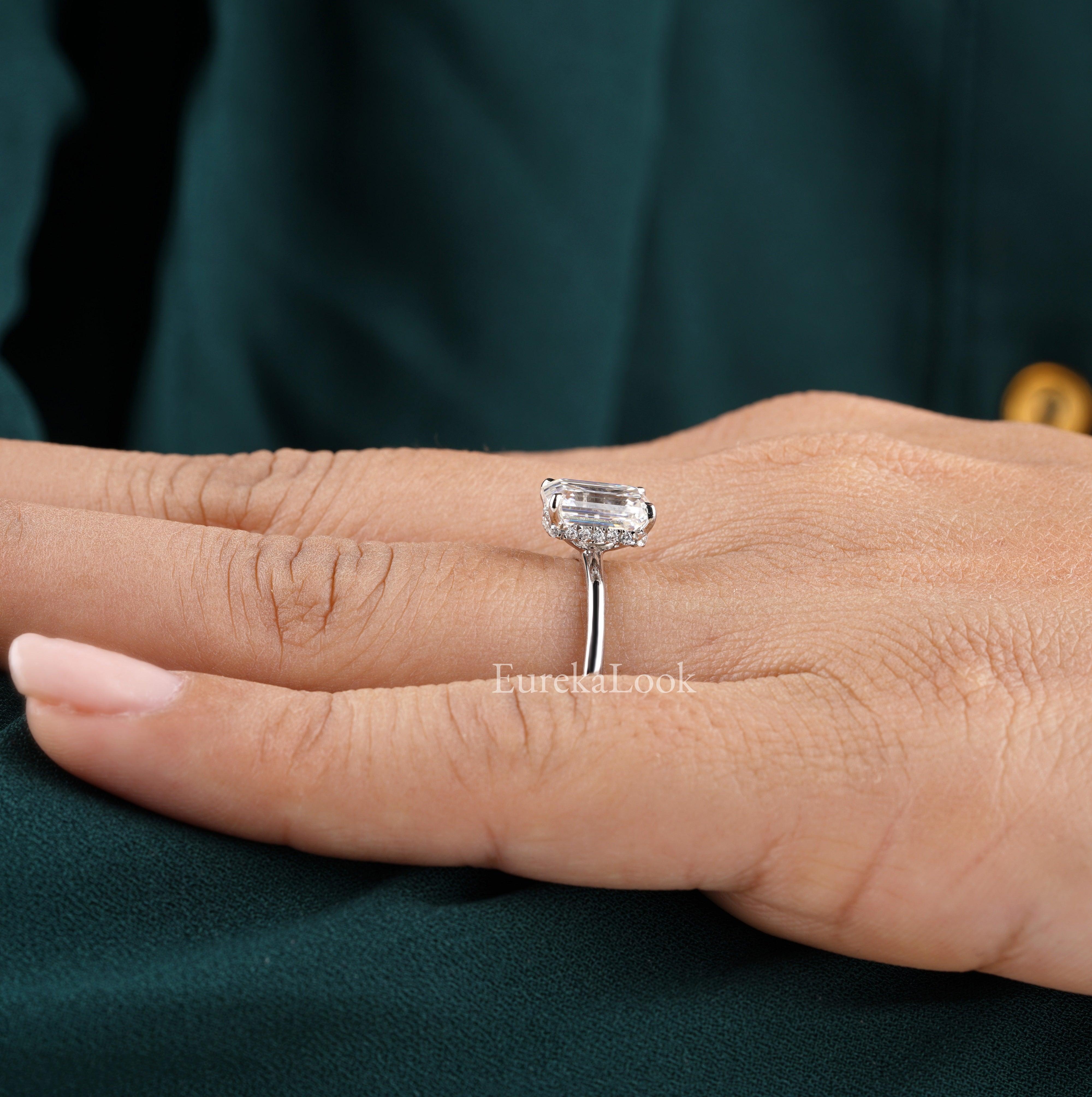 Classic 2CT Emerald Cut Moissanite Wedding Ring - Eurekalook