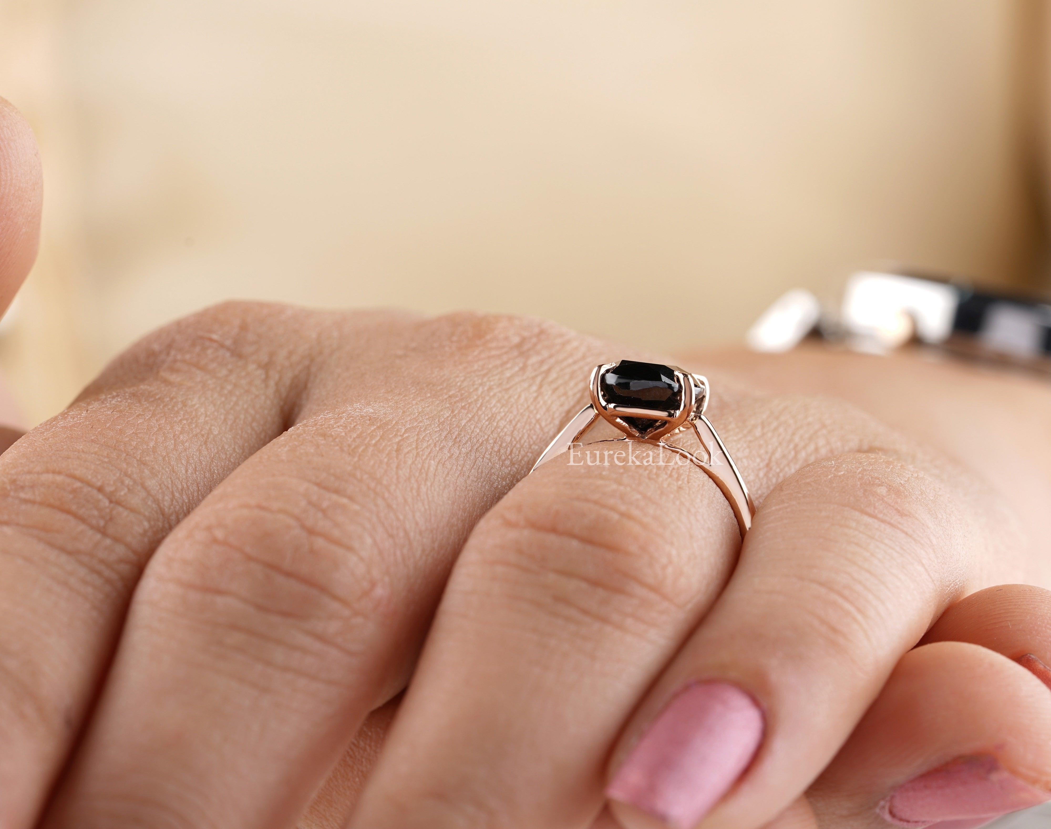 3 CT Cushion Cut Black Onyx Diamond Engagement Ring