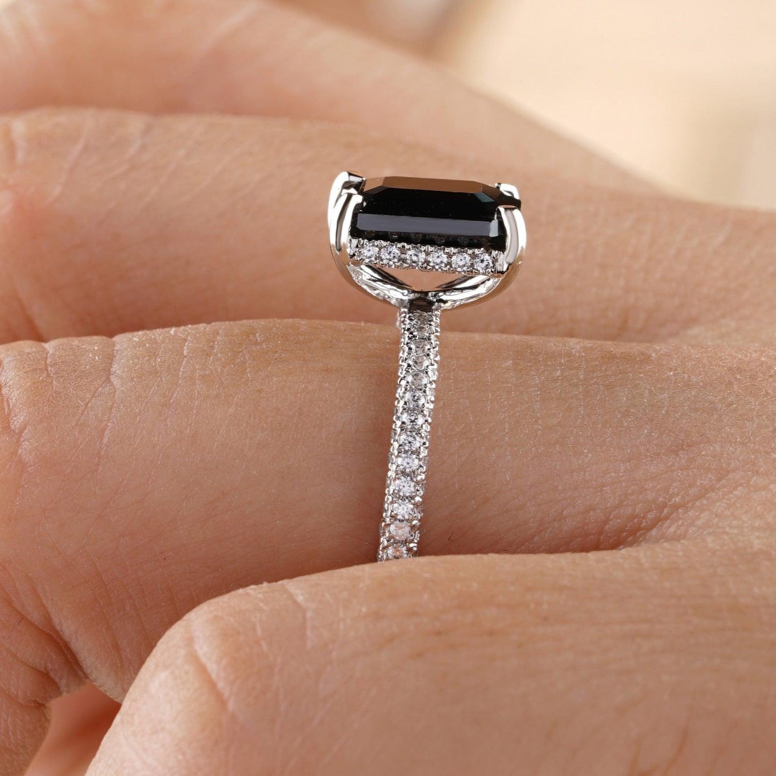 Radiant Cut Black Onyx Diamond Engagement Ring - Eurekalook