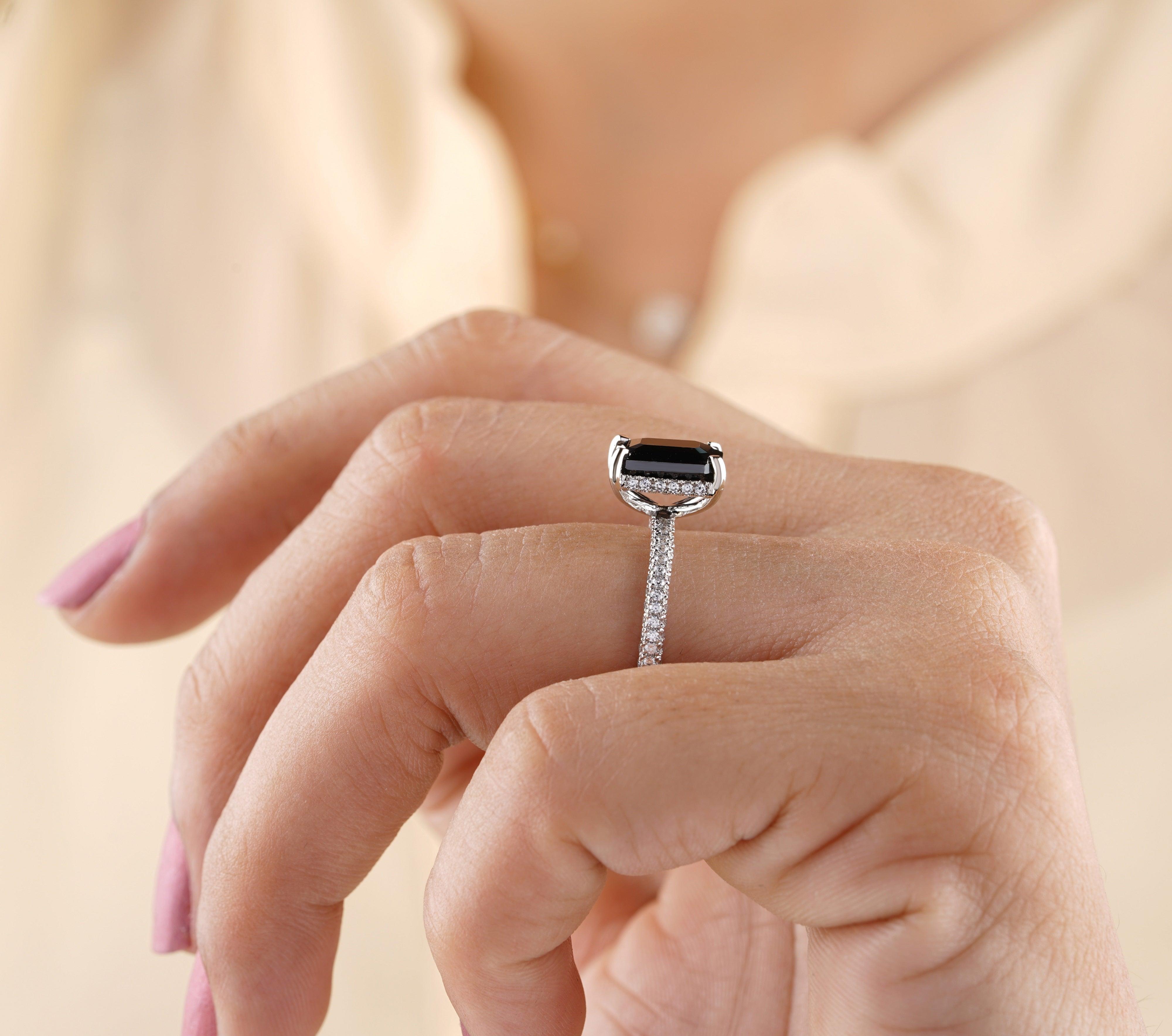 Radiant Cut Black Onyx Diamond Engagement Ring - Eurekalook