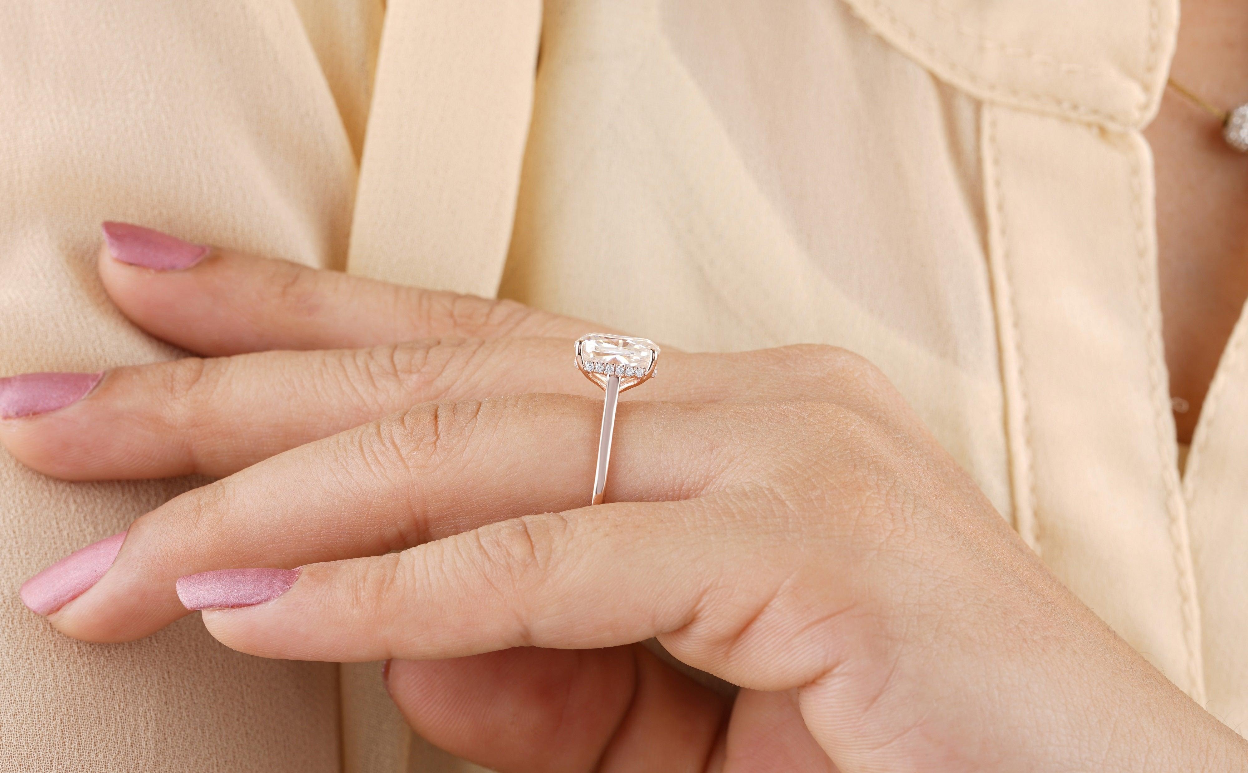 Hidden Halo Elongated Cushion Cut Engagement Ring – Eurekalook