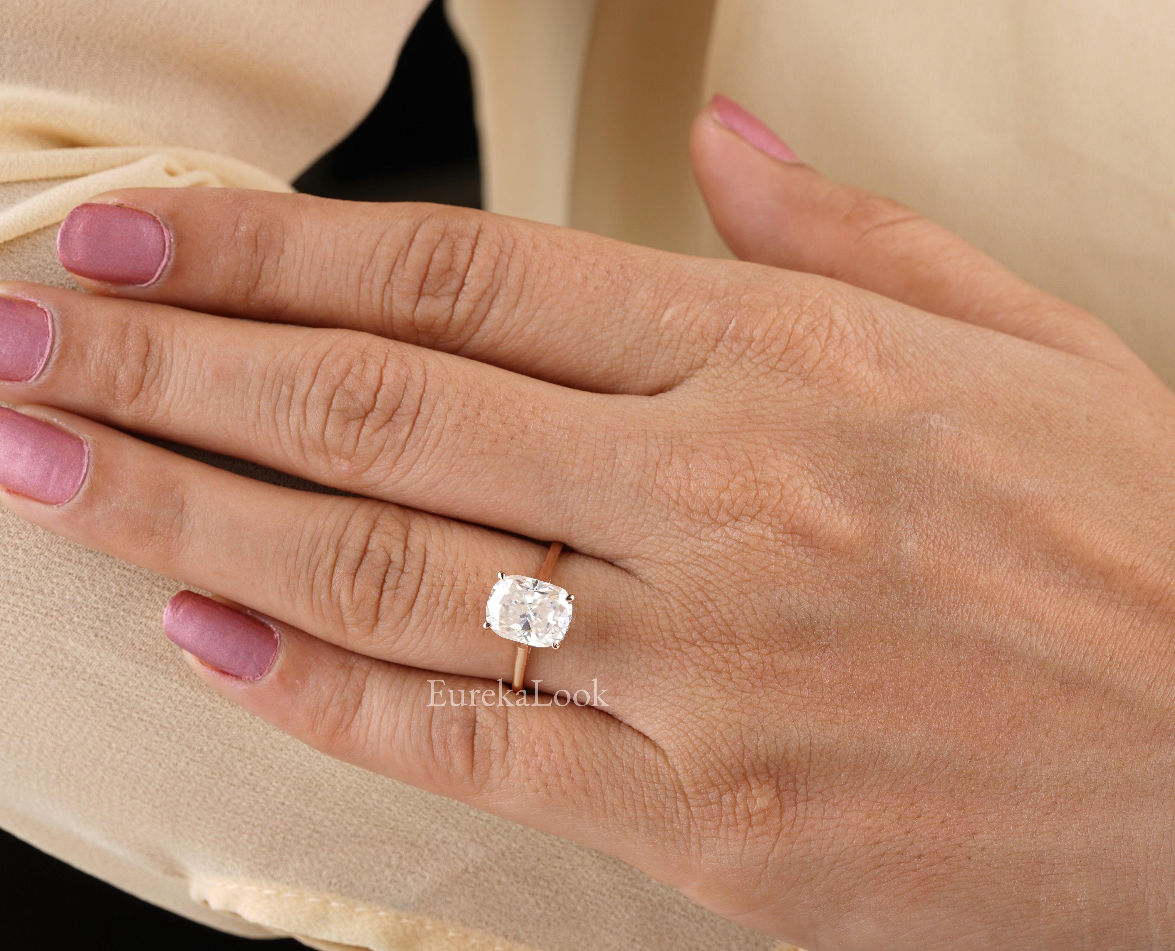 Hidden Halo Elongated Cushion Cut Engagement Ring – Eurekalook