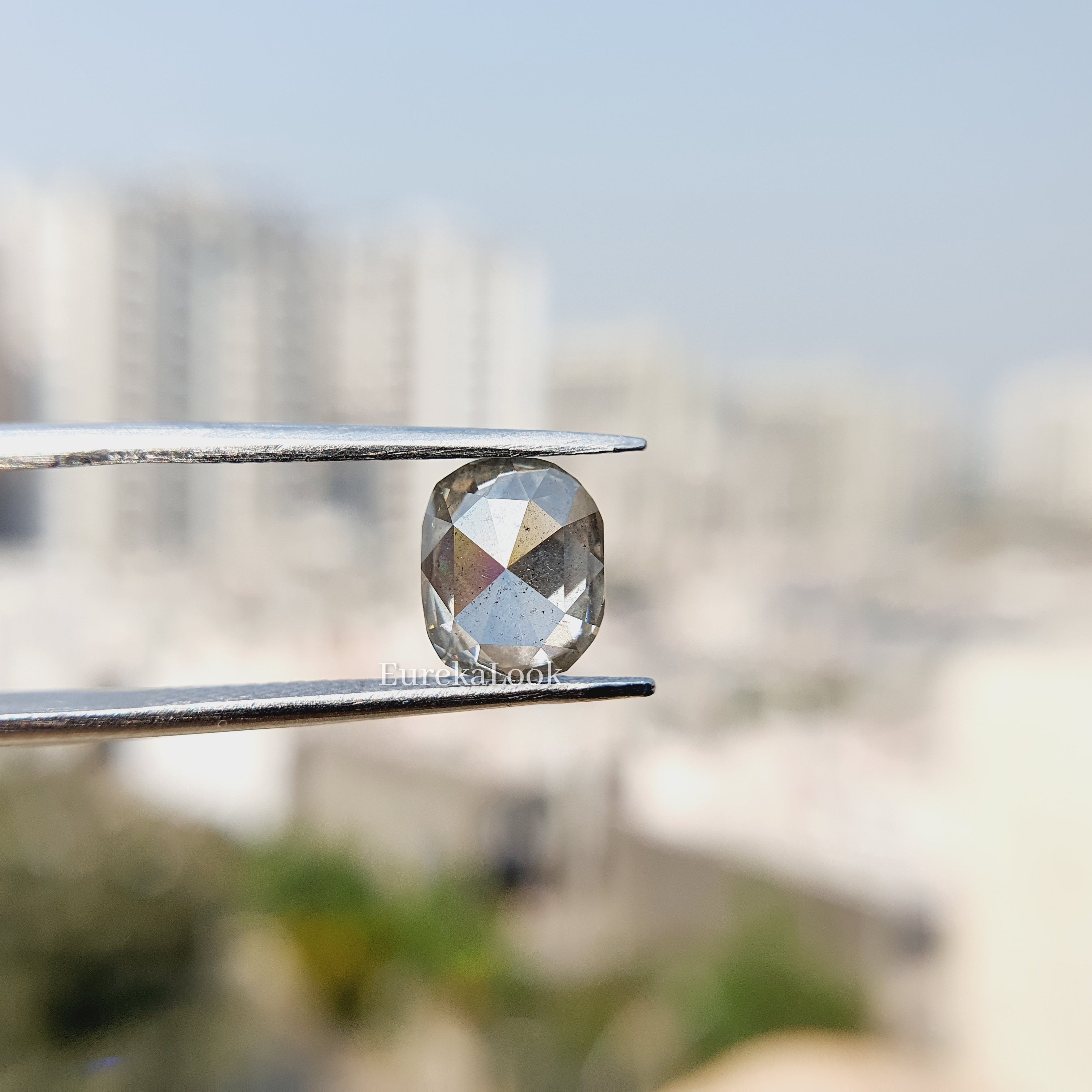 Elongated Cushion Cut Salt and Pepper Moissanite Diamond - Eurekalook