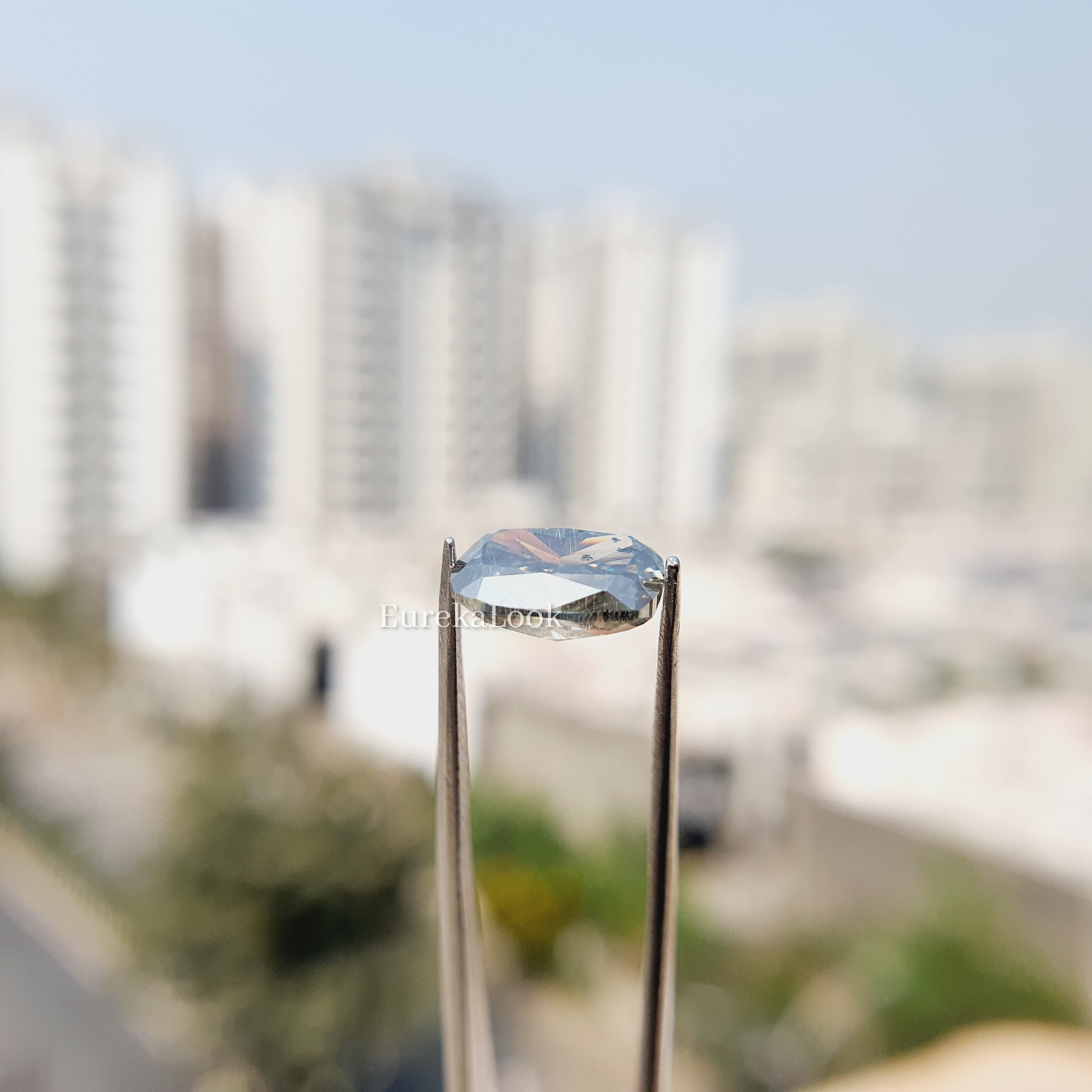 Elongated Cushion Cut Salt and Pepper Moissanite Diamond - Eurekalook