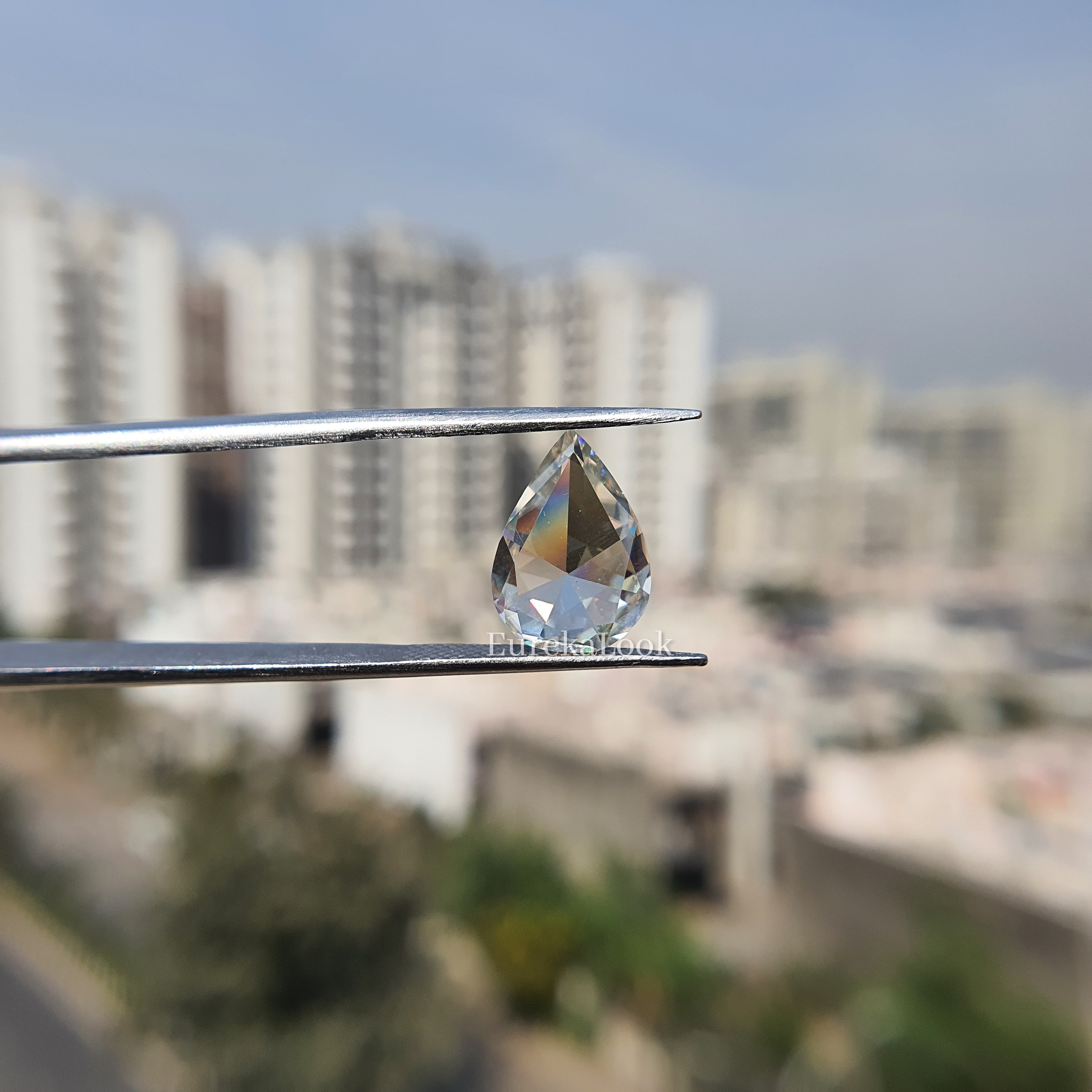 2.59CT Pear Rose Cut Loose Moissanite Diamond - Eurekalook