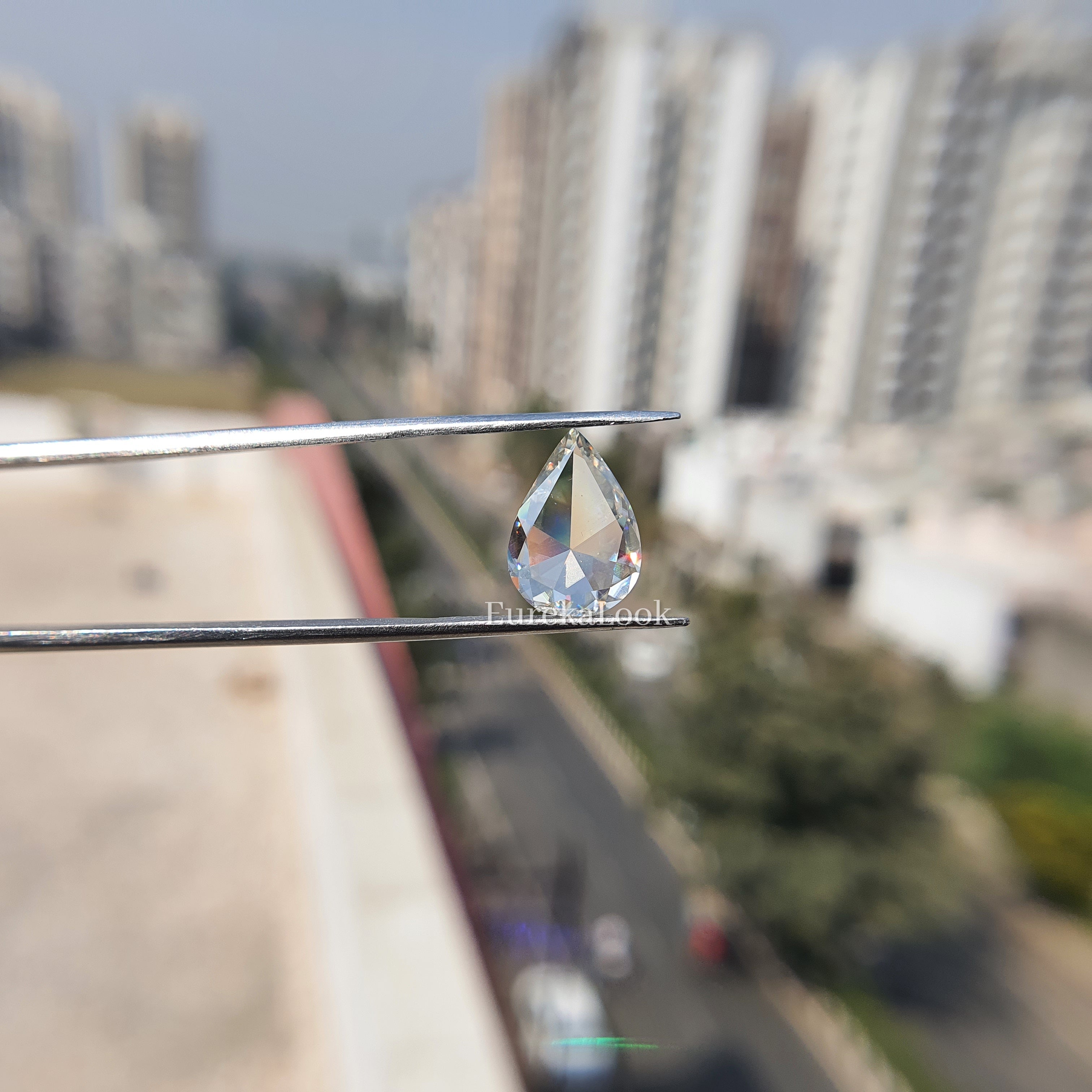 2.59CT Pear Rose Cut Loose Moissanite Diamond - Eurekalook