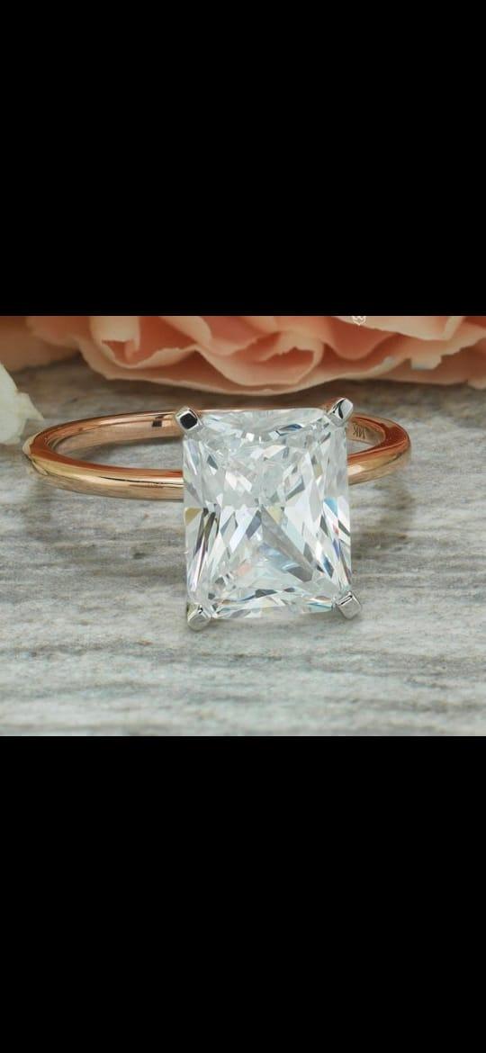 3 CT Radiant cut Moissanite with Cricular Hidden Halo Ring, 14K Rose Gold, Ring size 8Us - Eurekalook
