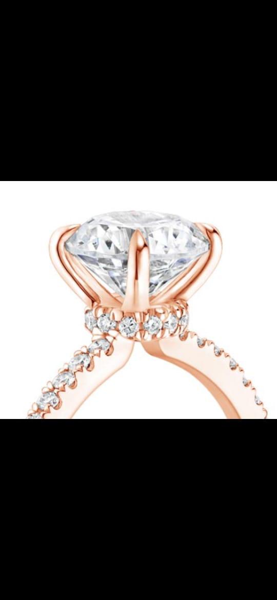 3 CT Radiant cut Moissanite with Cricular Hidden Halo Ring, 14K Rose Gold, Ring size 8Us - Eurekalook