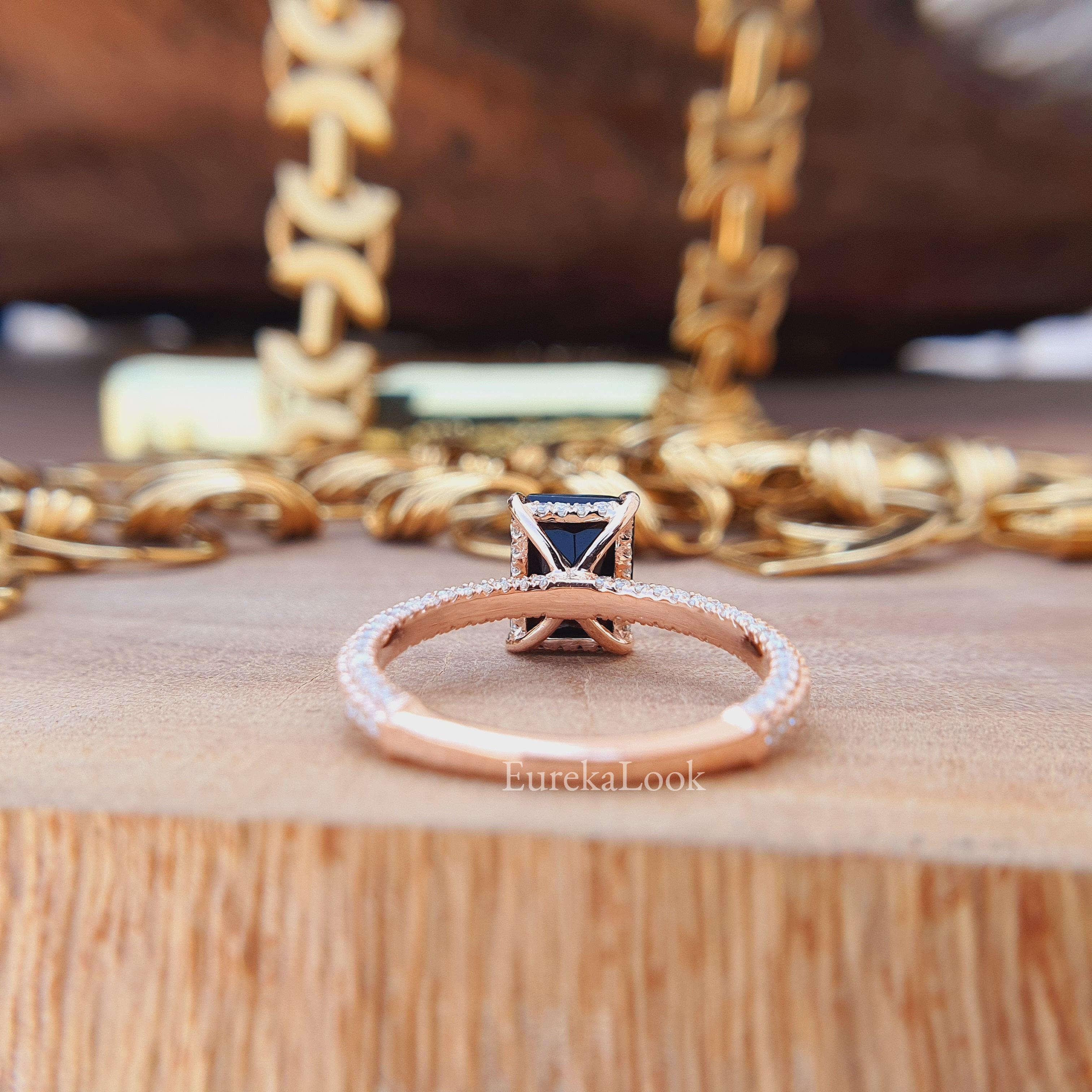 Antique 2 CT Radiant Cut Black Onyx Wedding Ring - Eurekalook