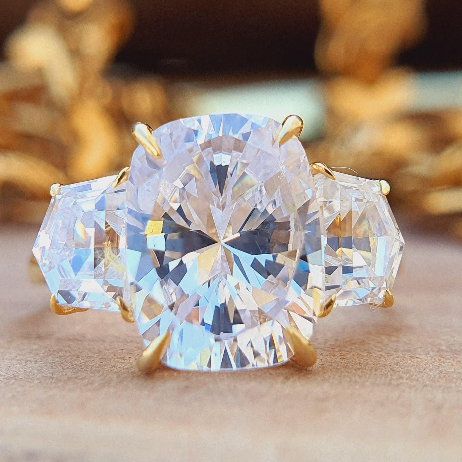 Cushion Cut Three Stone Engagement Ring - Eurekalook