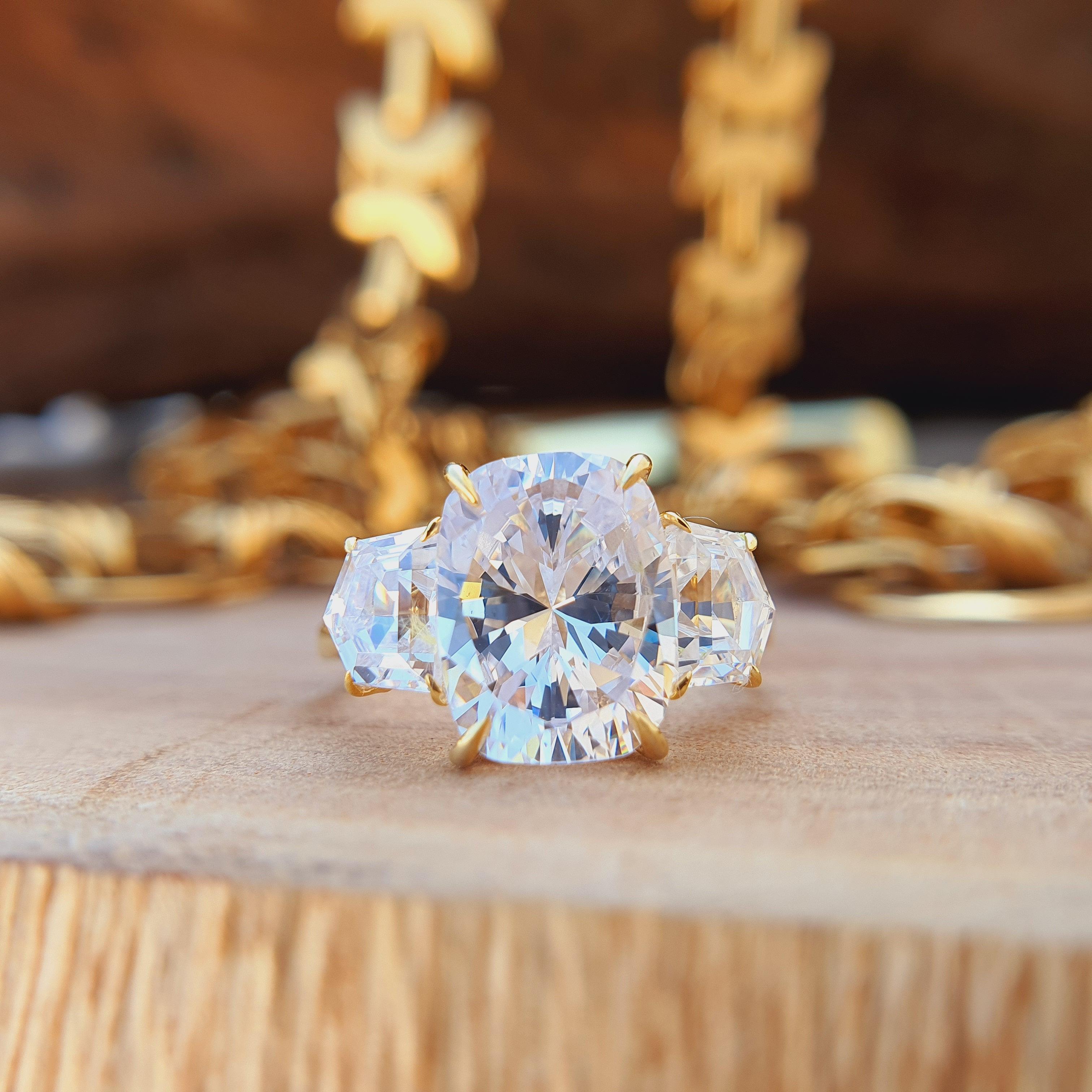 Cushion Cut Three Stone Engagement Ring - Eurekalook