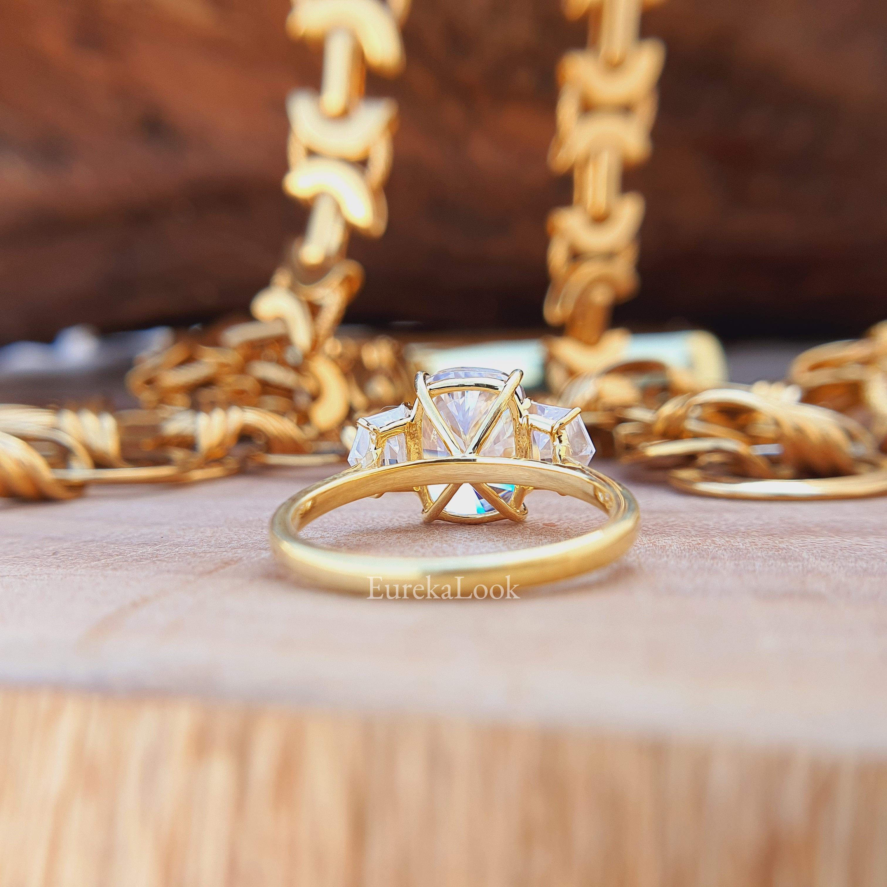 Cushion Cut Three Stone Engagement Ring - Eurekalook