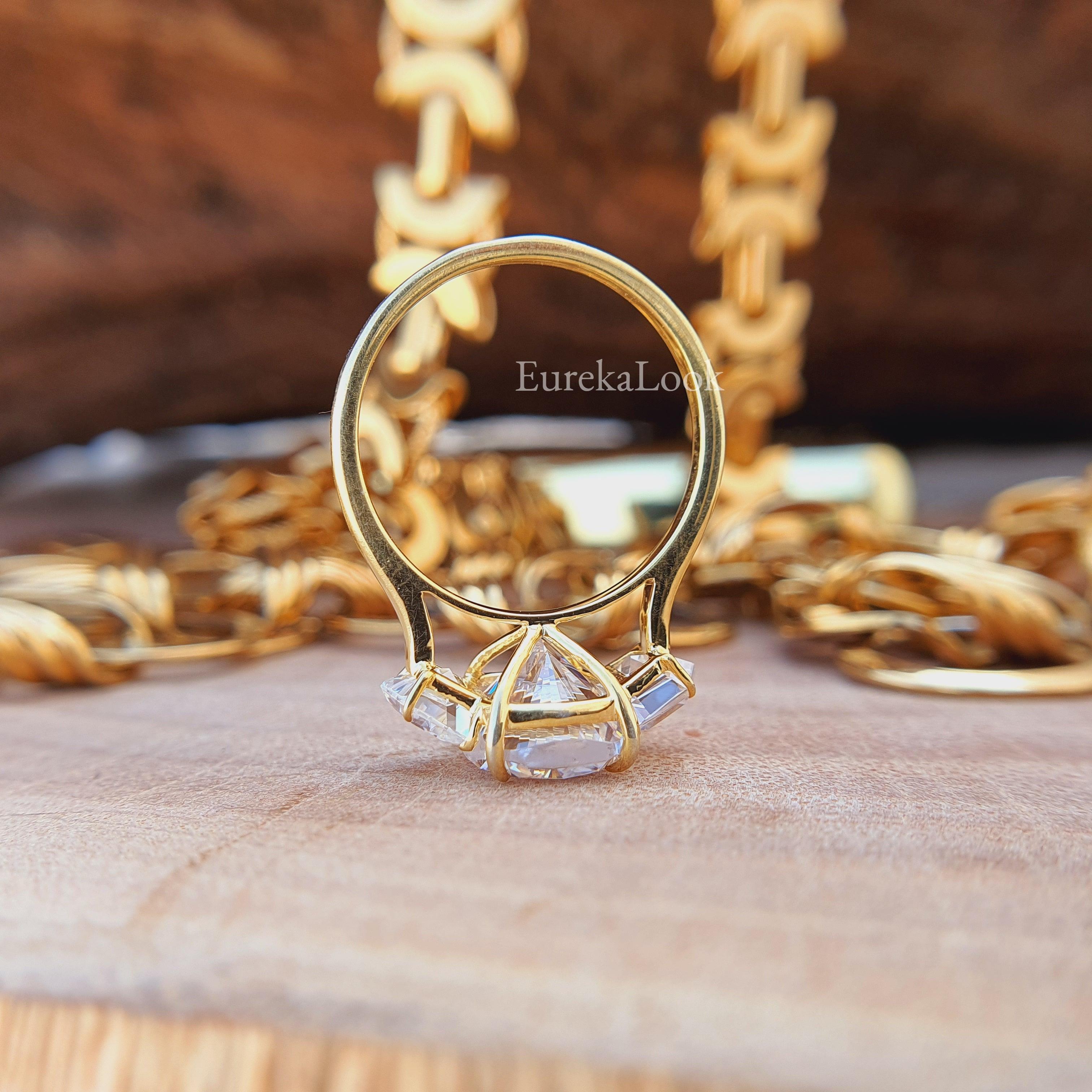 Cushion Cut Three Stone Engagement Ring - Eurekalook
