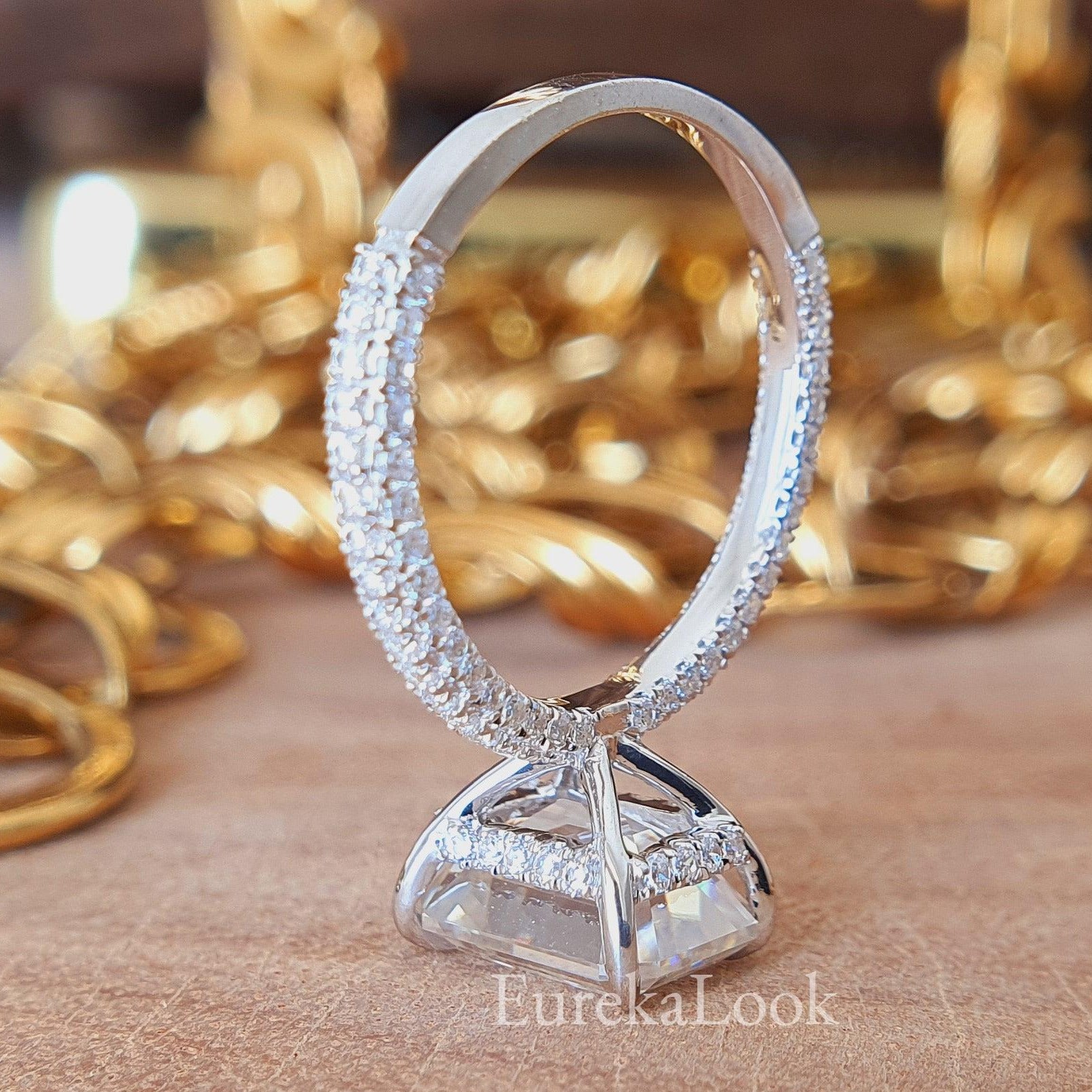 Hidden Halo Emerald Cut Moissanite Engagement Ring - Eurekalook