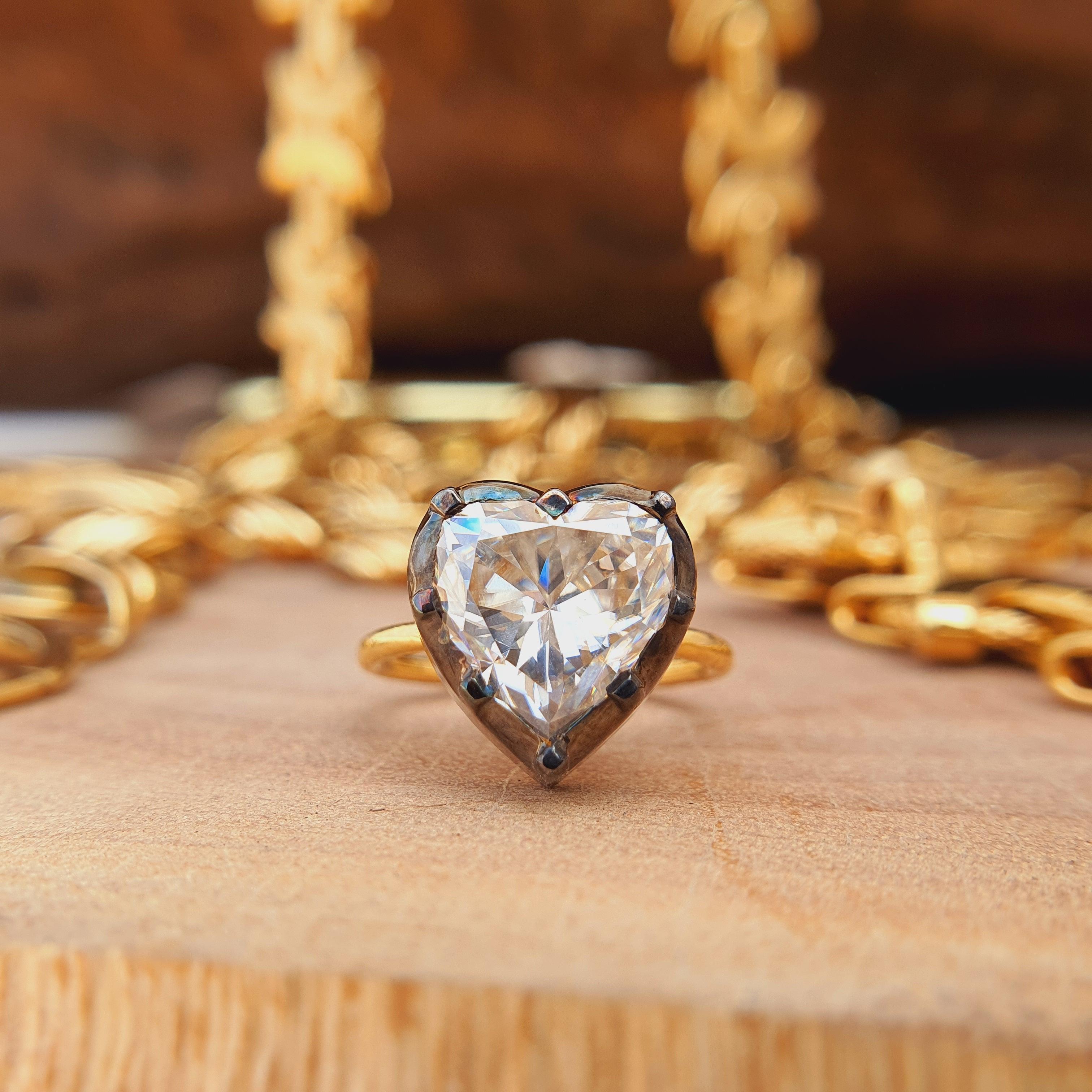 Vintage Style Heart Shape Moissanite Engagement Ring - Eurekalook