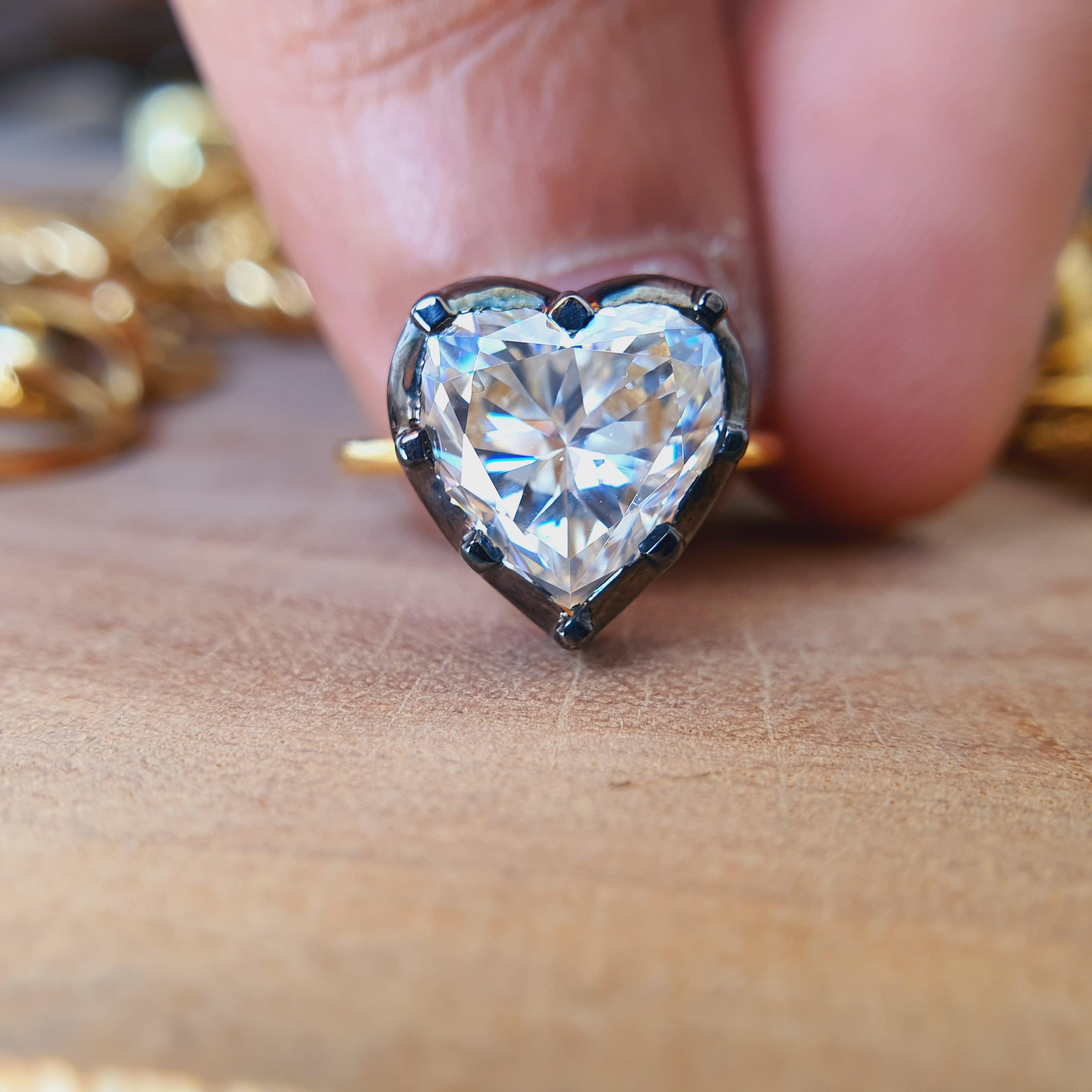 Vintage Style Heart Shape Moissanite Engagement Ring - Eurekalook