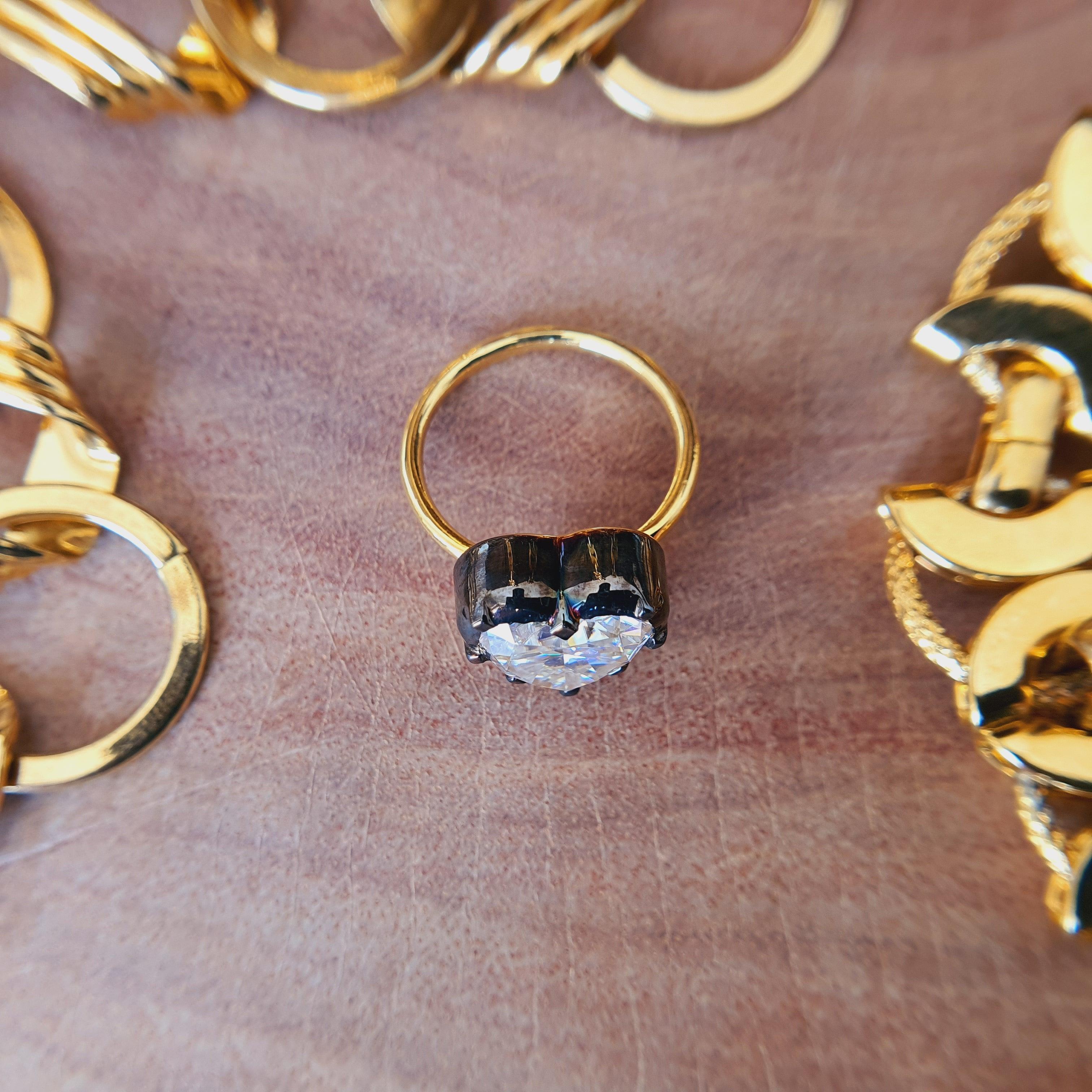 Vintage Style Heart Shape Moissanite Engagement Ring - Eurekalook