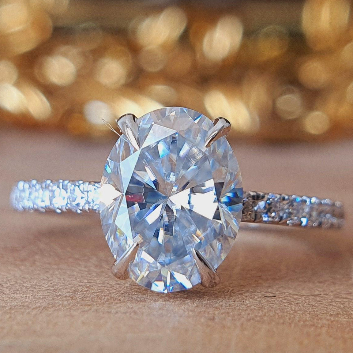 Half Eternity Oval Cut Moissanite Engagement Ring - Eurekalook